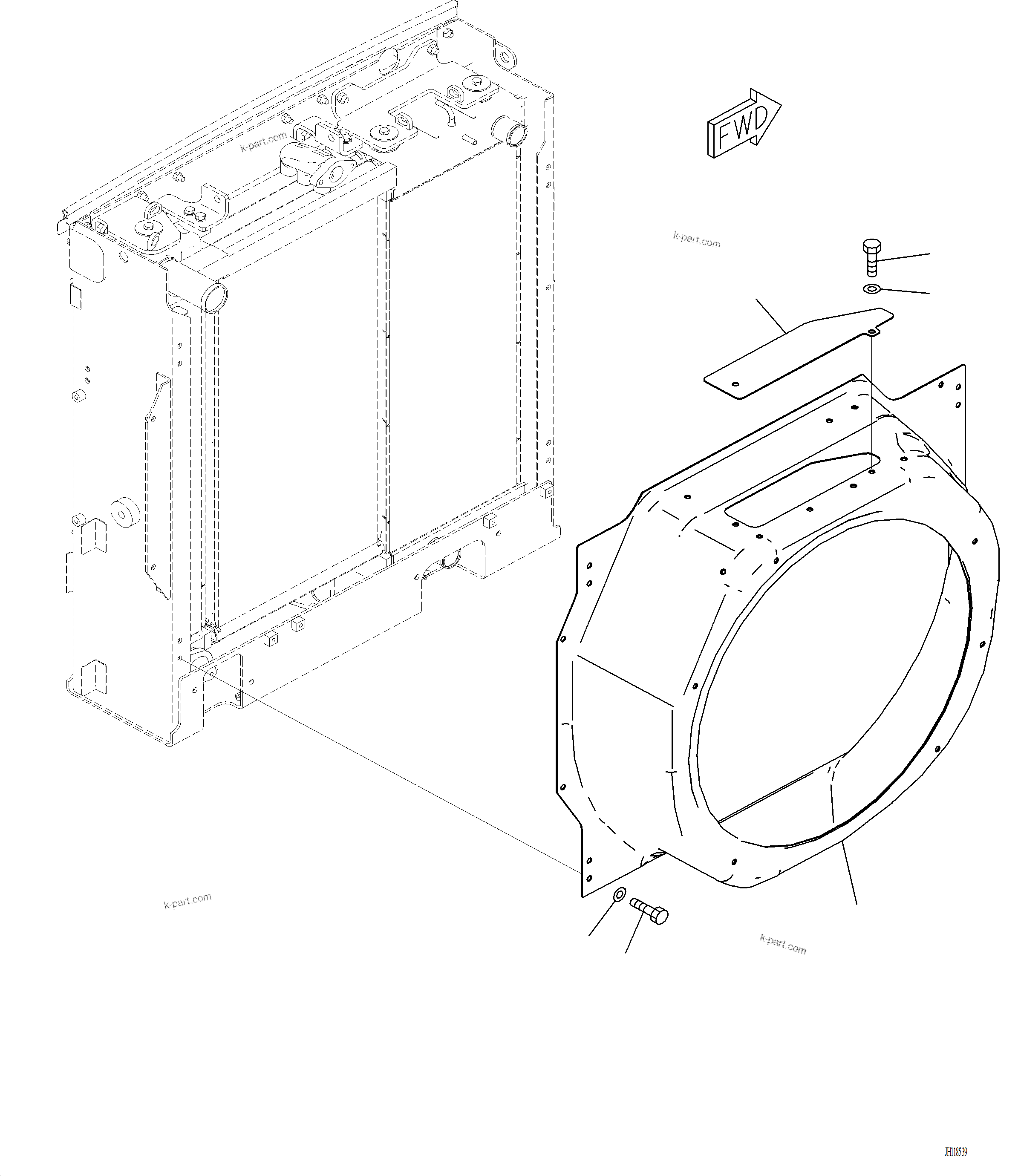 Komatsu parts book diagram for PC220LCi-12 S/N A15001: C0100-001005 COOLING SYSTEM SHROUD