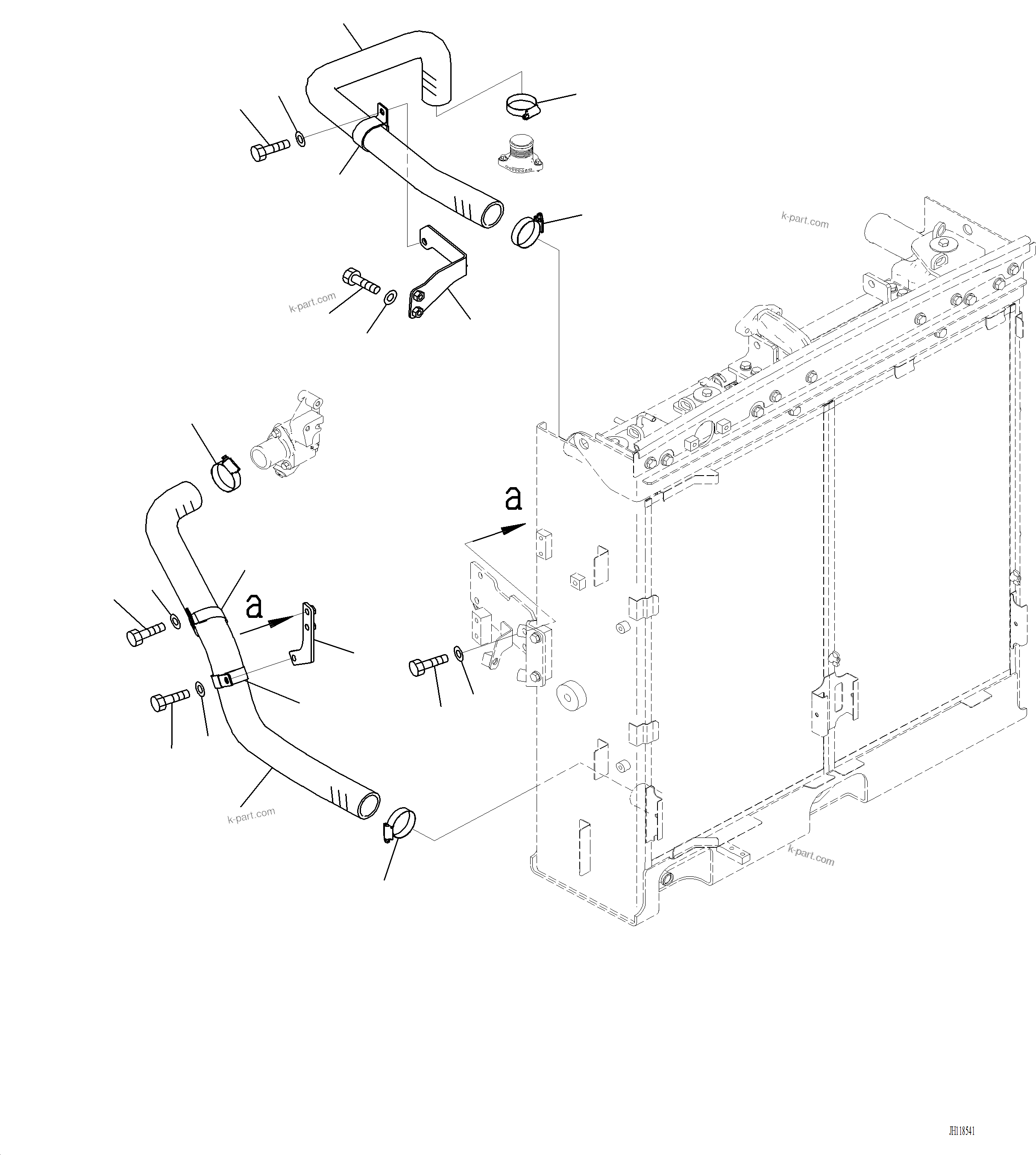 Komatsu parts book diagram for PC220LCi-12 S/N A15001: C0100-001007 COOLING SYSTEM RADIATOR PIPING
