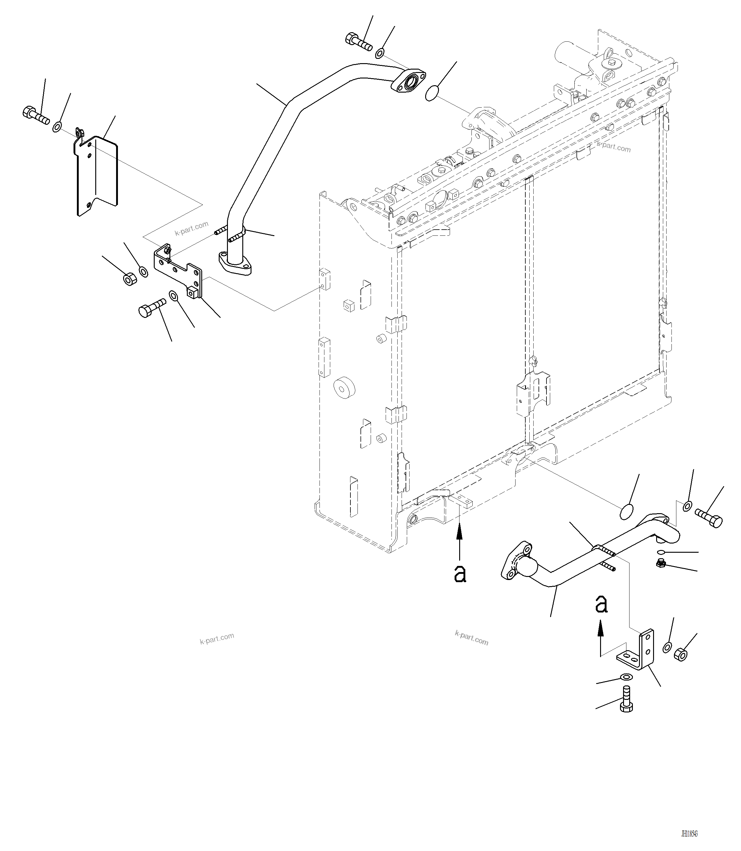 Komatsu parts book diagram for PC220LCi-12 S/N A15001: C0100-001008 COOLING SYSTEM OIL COOLER PIPING