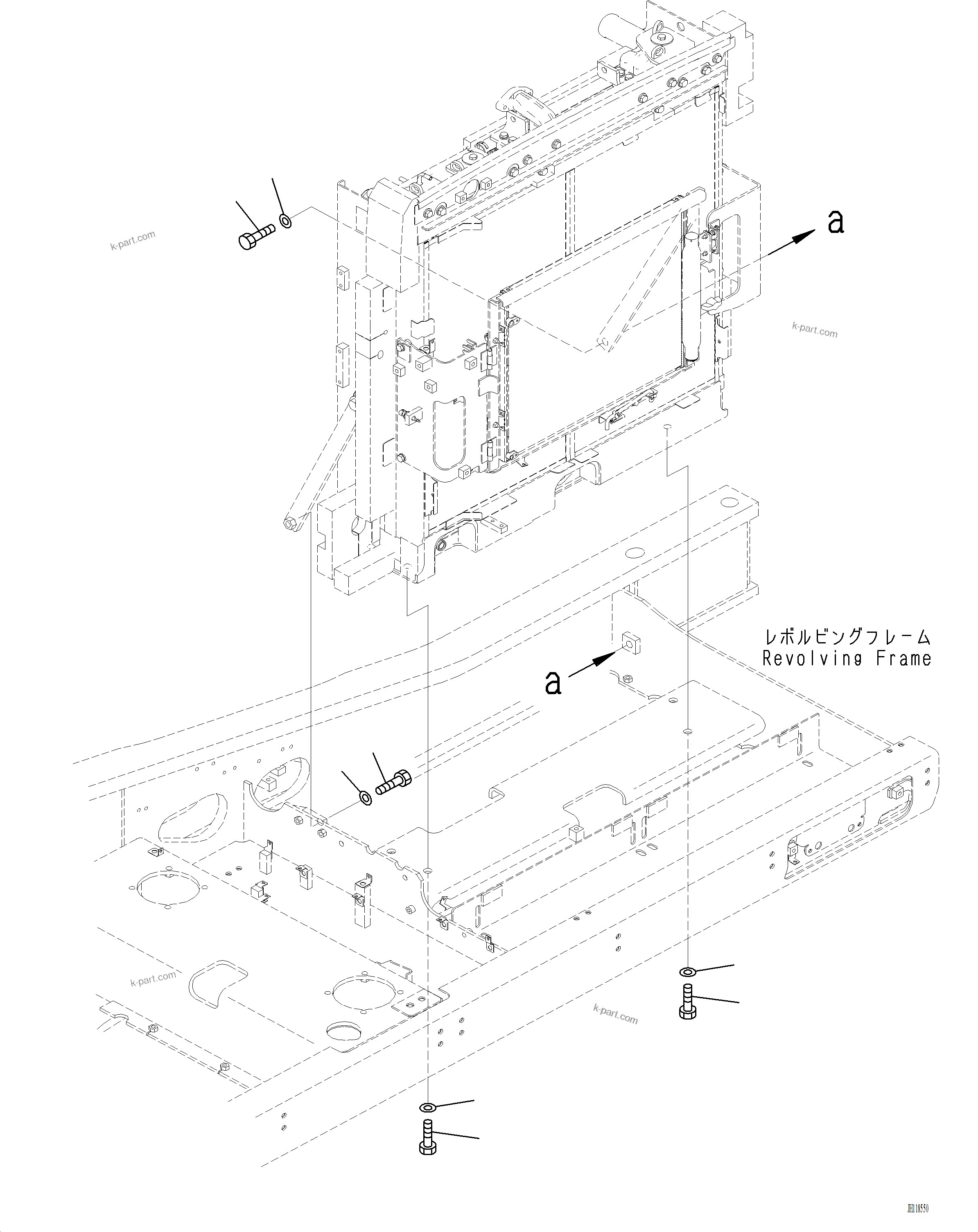 Komatsu parts book diagram for PC220LCi-12 S/N A15001: C0100-001013 COOLING SYSTEM RADIATOR MOUNTING