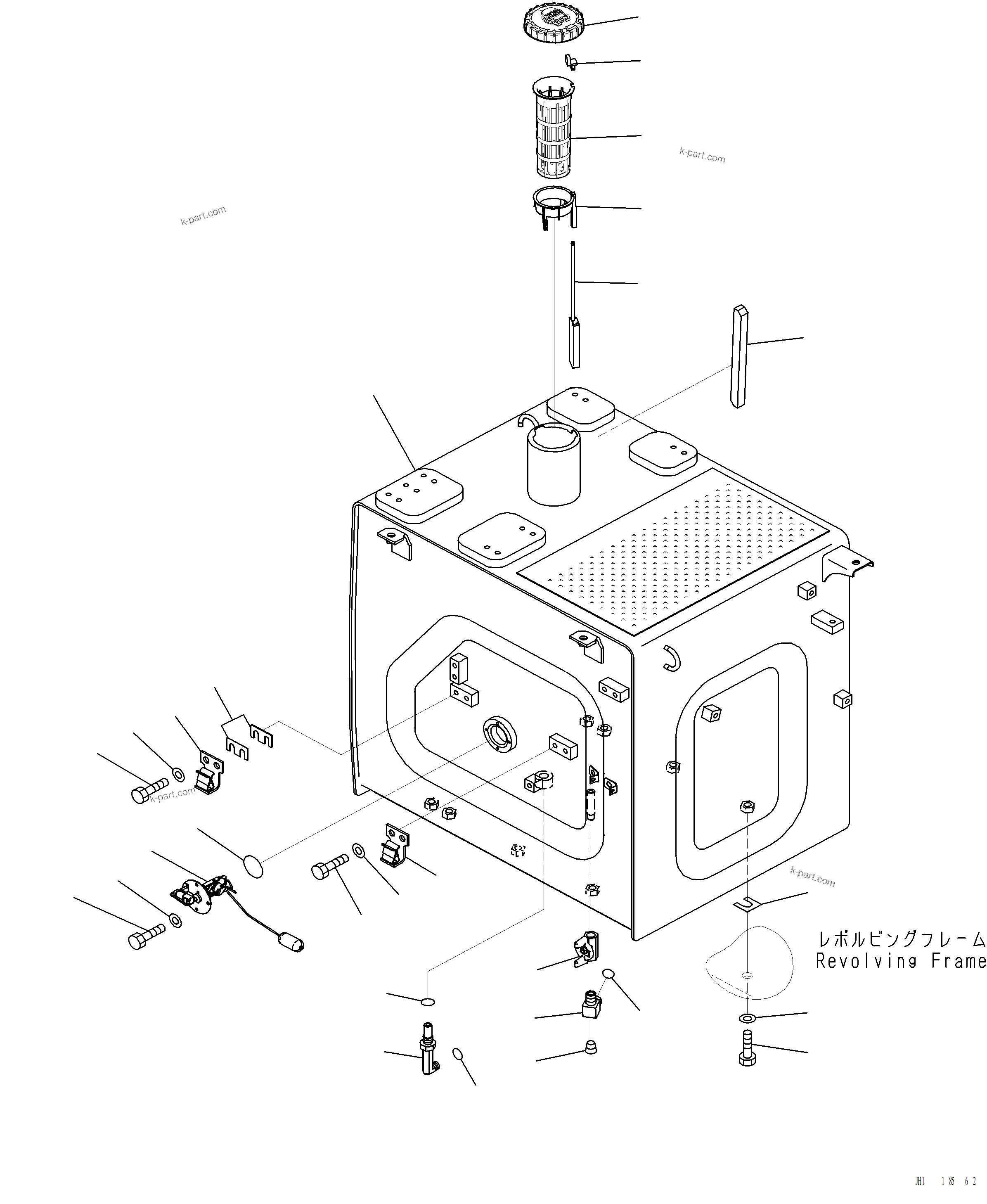Komatsu parts book diagram for PC220LCi-12 S/N A15001: D0100-001001 FUEL TANK
