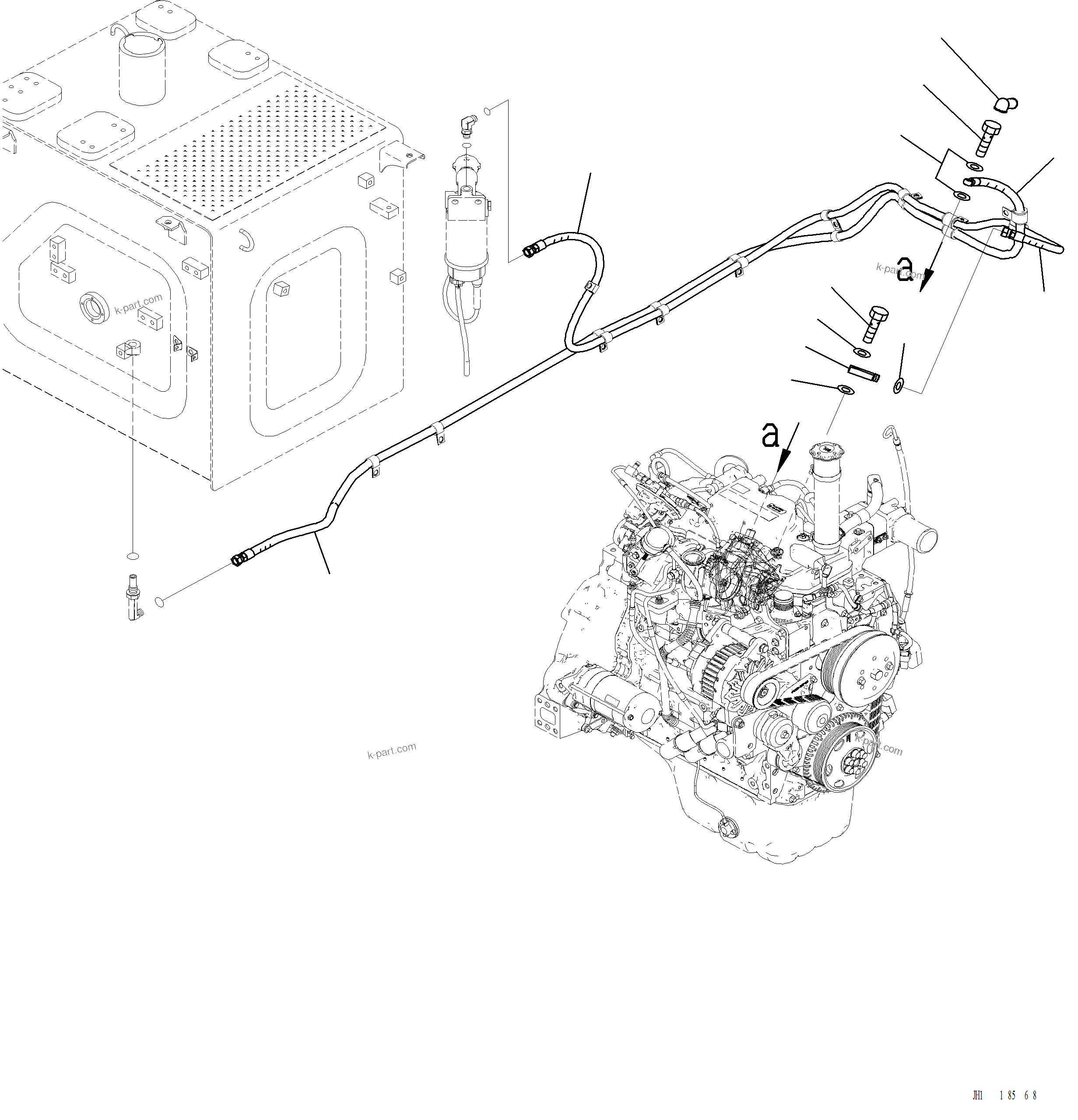 Komatsu parts book diagram for PC220LCi-12 S/N A15001: D0200-001001 FUEL PIPING PIPING
