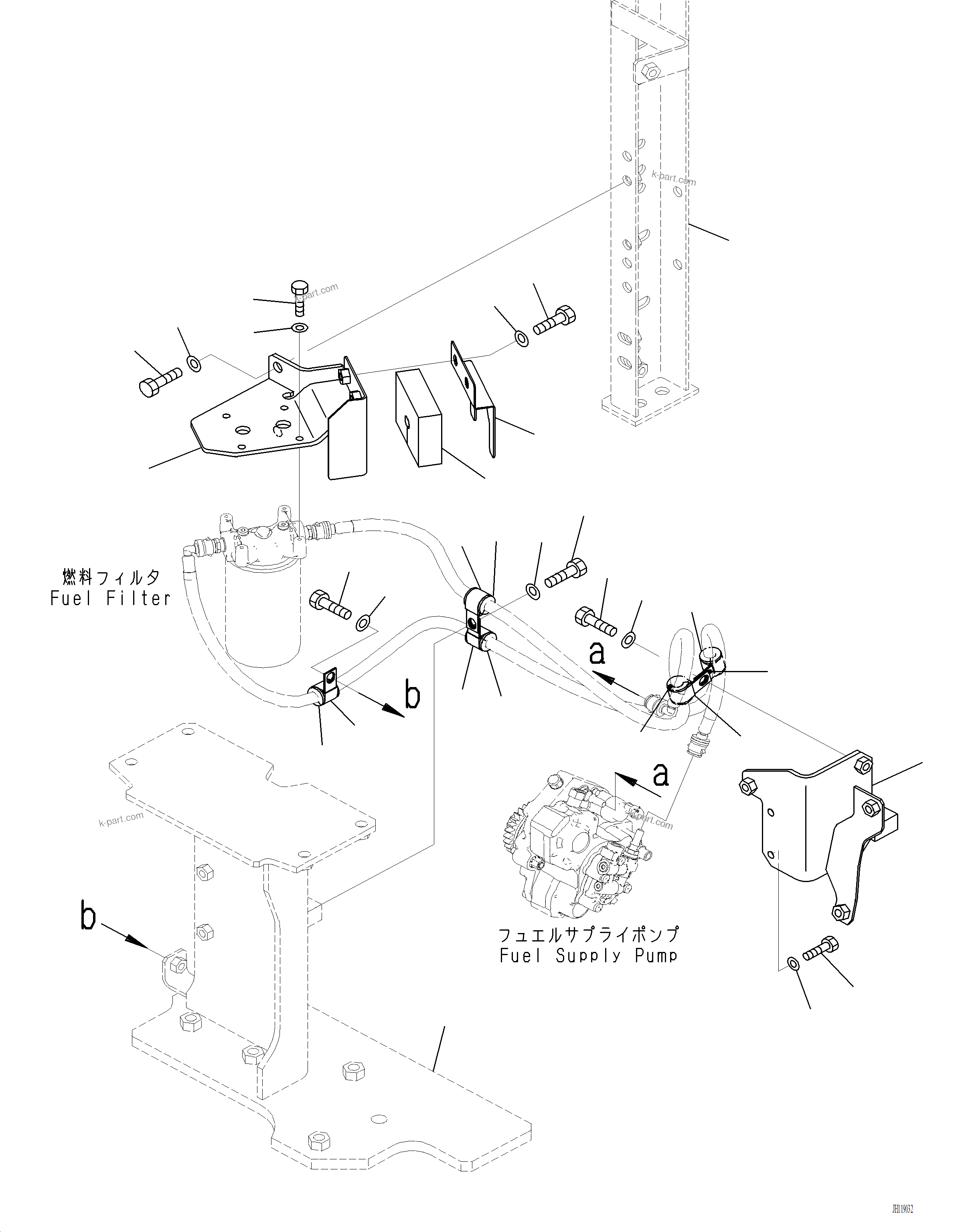 Komatsu parts book diagram for PC220LCi-12 S/N A15001: D0200-001005 FUEL PIPING BRACKET