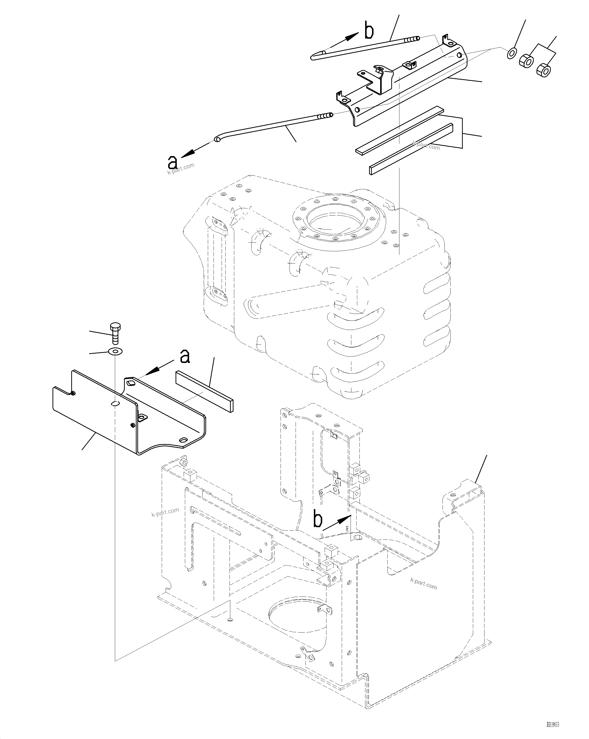 Komatsu parts book diagram for PC220LCi-12 S/N A15001: D0500-001003 DEF TANK BRACKET