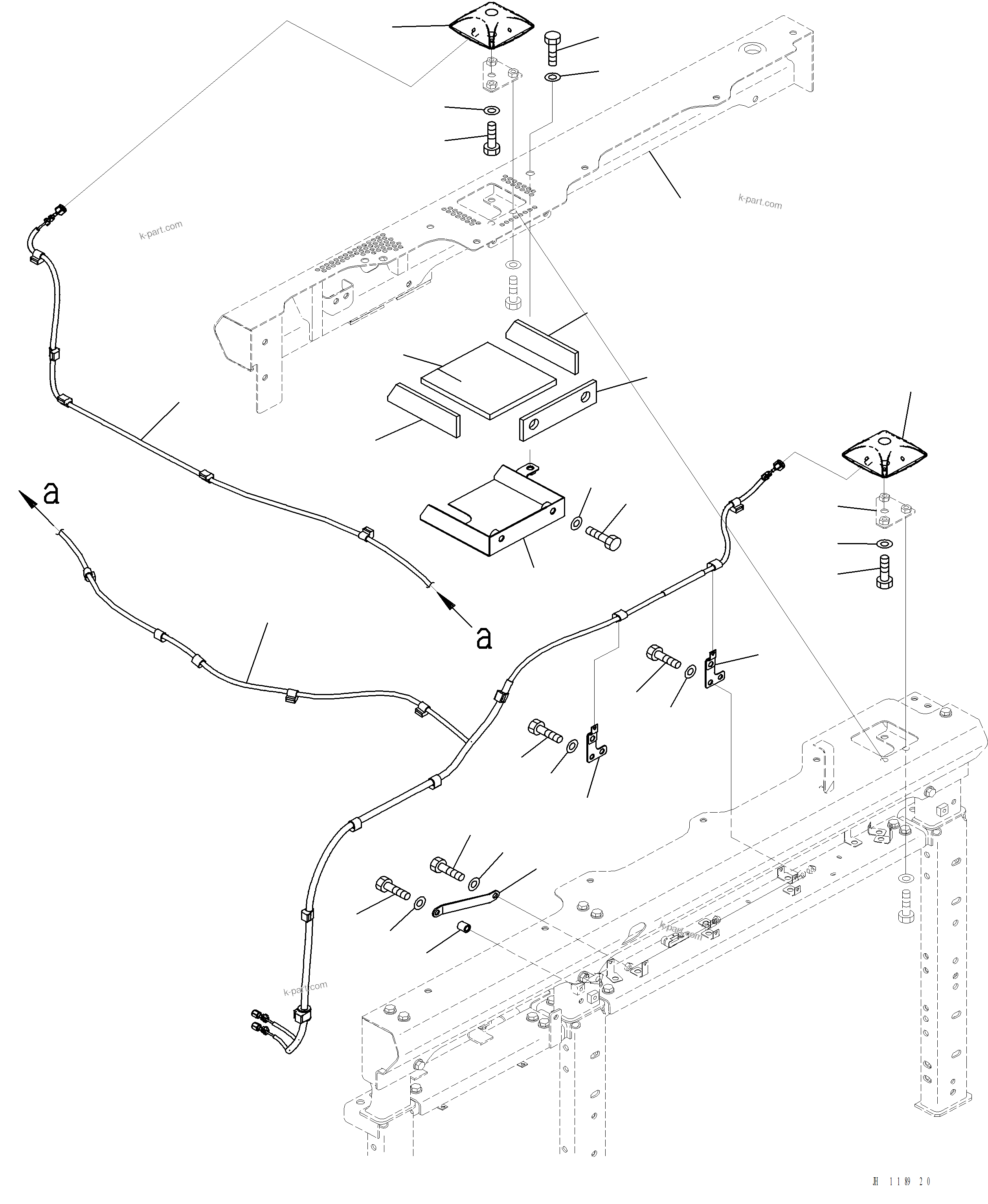 Komatsu parts book diagram for PC220LCi-12 S/N A15001: E0200-001011 ELECTRIC WIRING HARNESS GNSS ANTENNA
