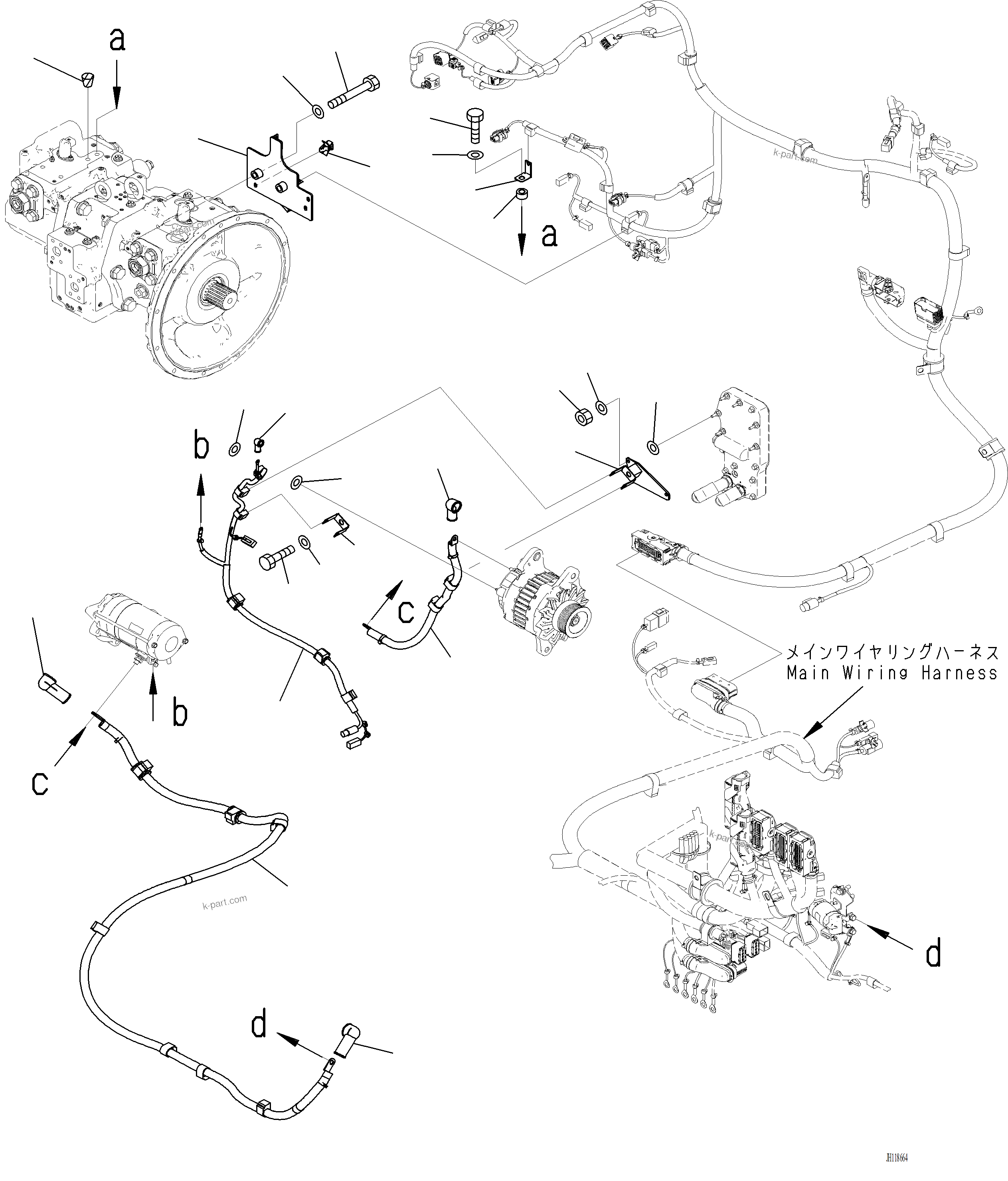 Komatsu parts book diagram for PC220LCi-12 S/N A15001: E0200-001013 ELECTRIC WIRING HARNESS REAR WIRING HARNESS (2/2)