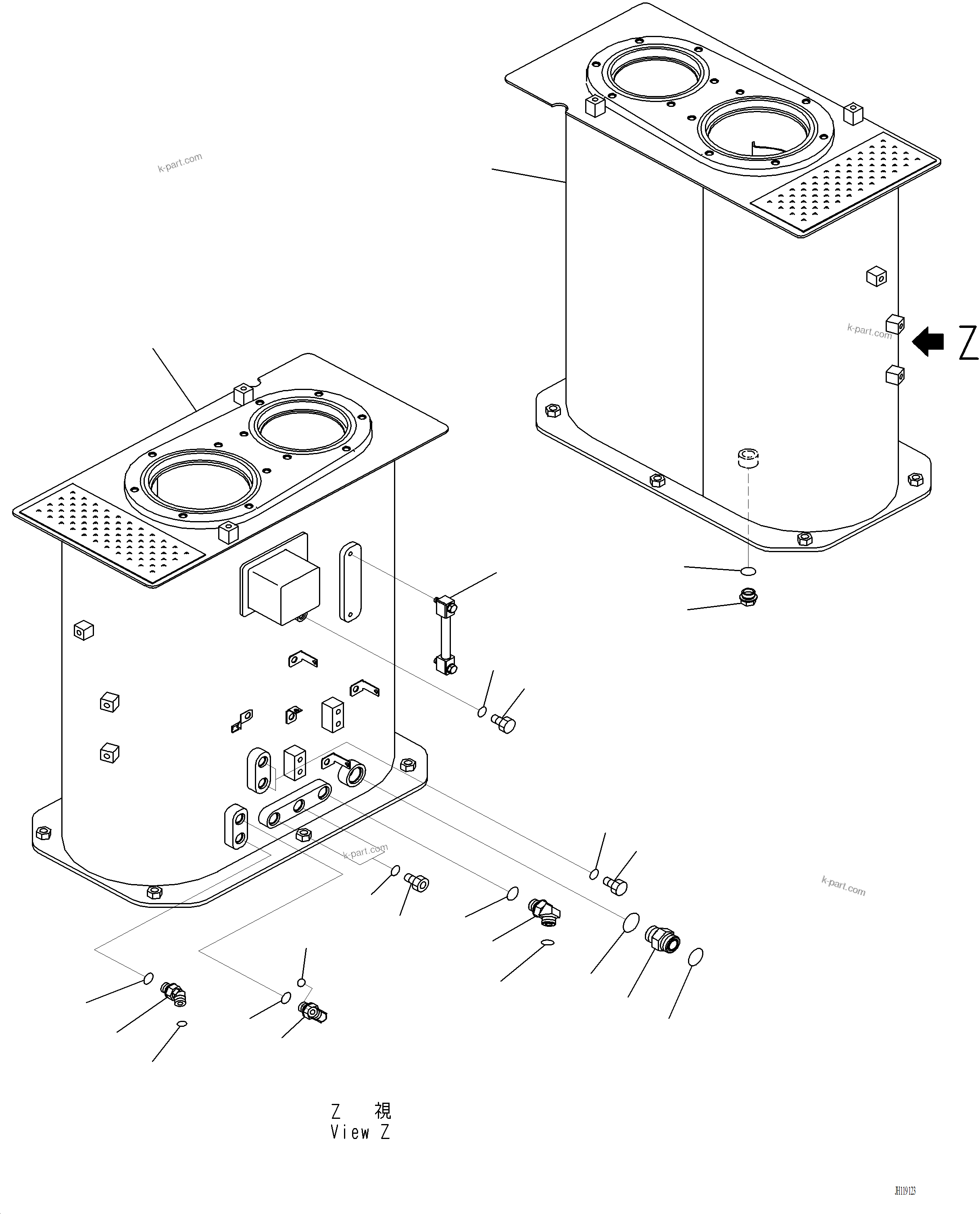 Komatsu parts book diagram for PC220LCi-12 S/N A15001: H0110-001001 HYDRAULIC TANK TANK
