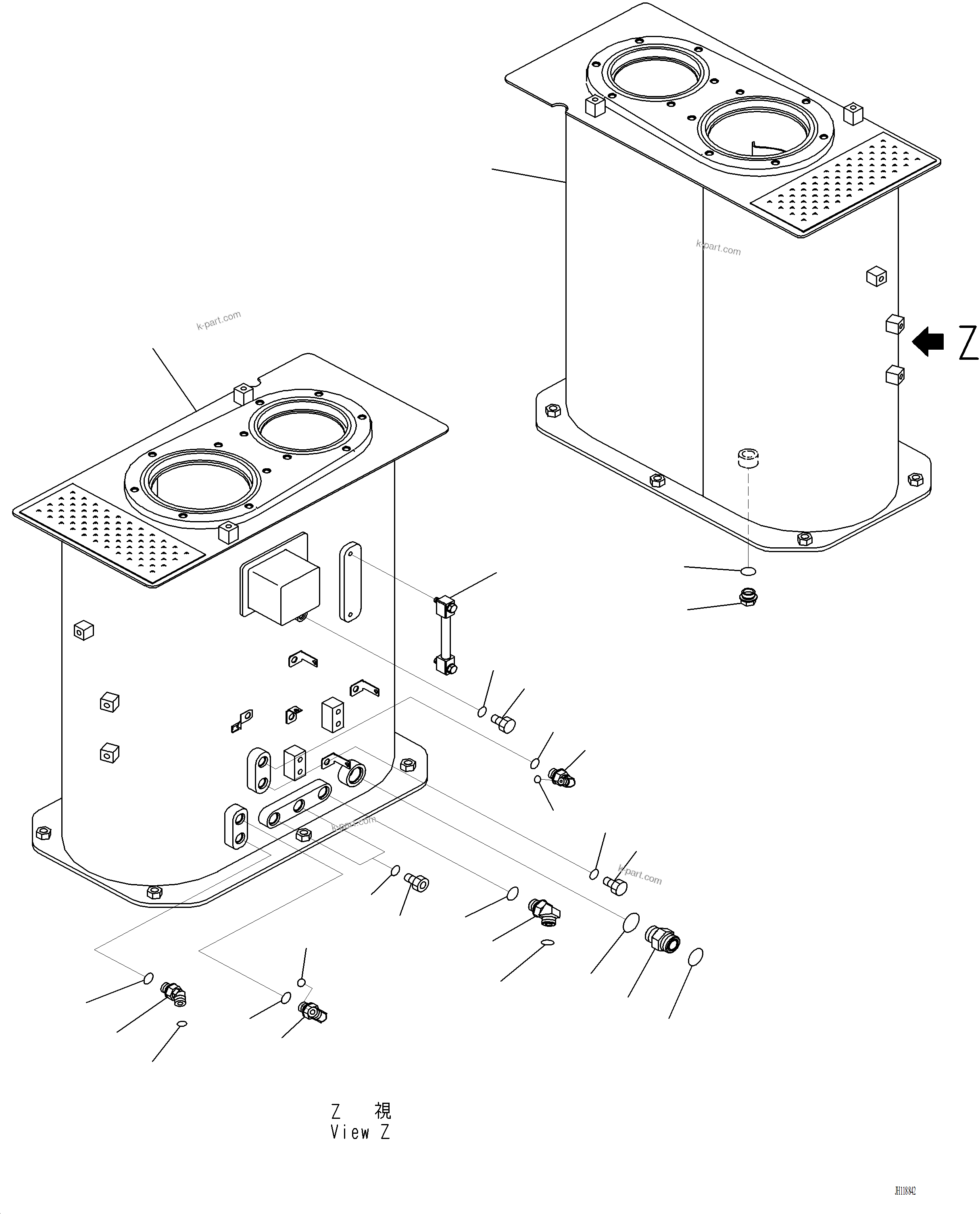 Komatsu parts book diagram for PC220LCi-12 S/N A15001: H0110-002001 HYDRAULIC TANK TANK (FOR 1-ADDITIONAL ACTUATOR PIPING, TOOL CONTROL)