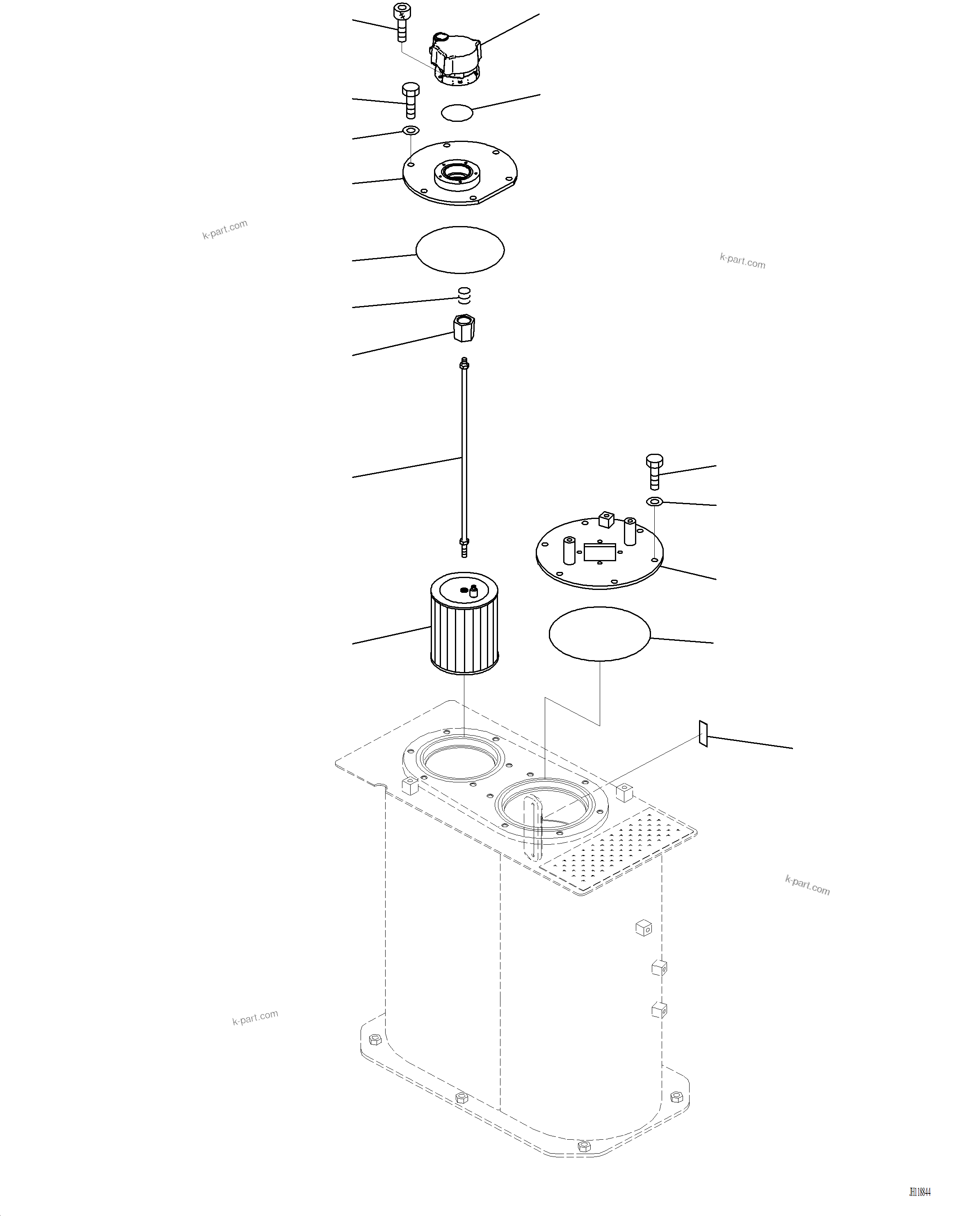 Komatsu parts book diagram for PC220LCi-12 S/N A15001: H0110-001002 HYDRAULIC TANK STRAINER