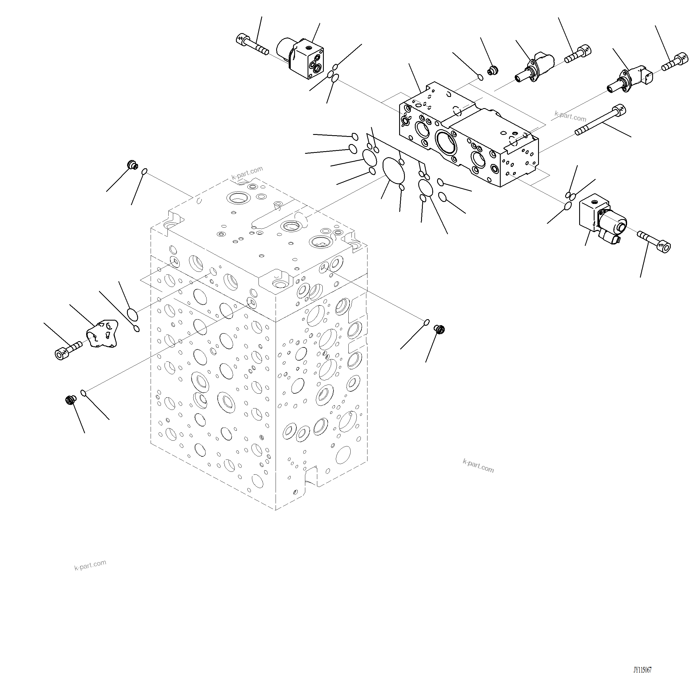 Komatsu parts book diagram for PC220LCi-12 S/N A15001: H0120-001002 CONTROL VALVE 7-ACTUATOR VALVE (2/20)