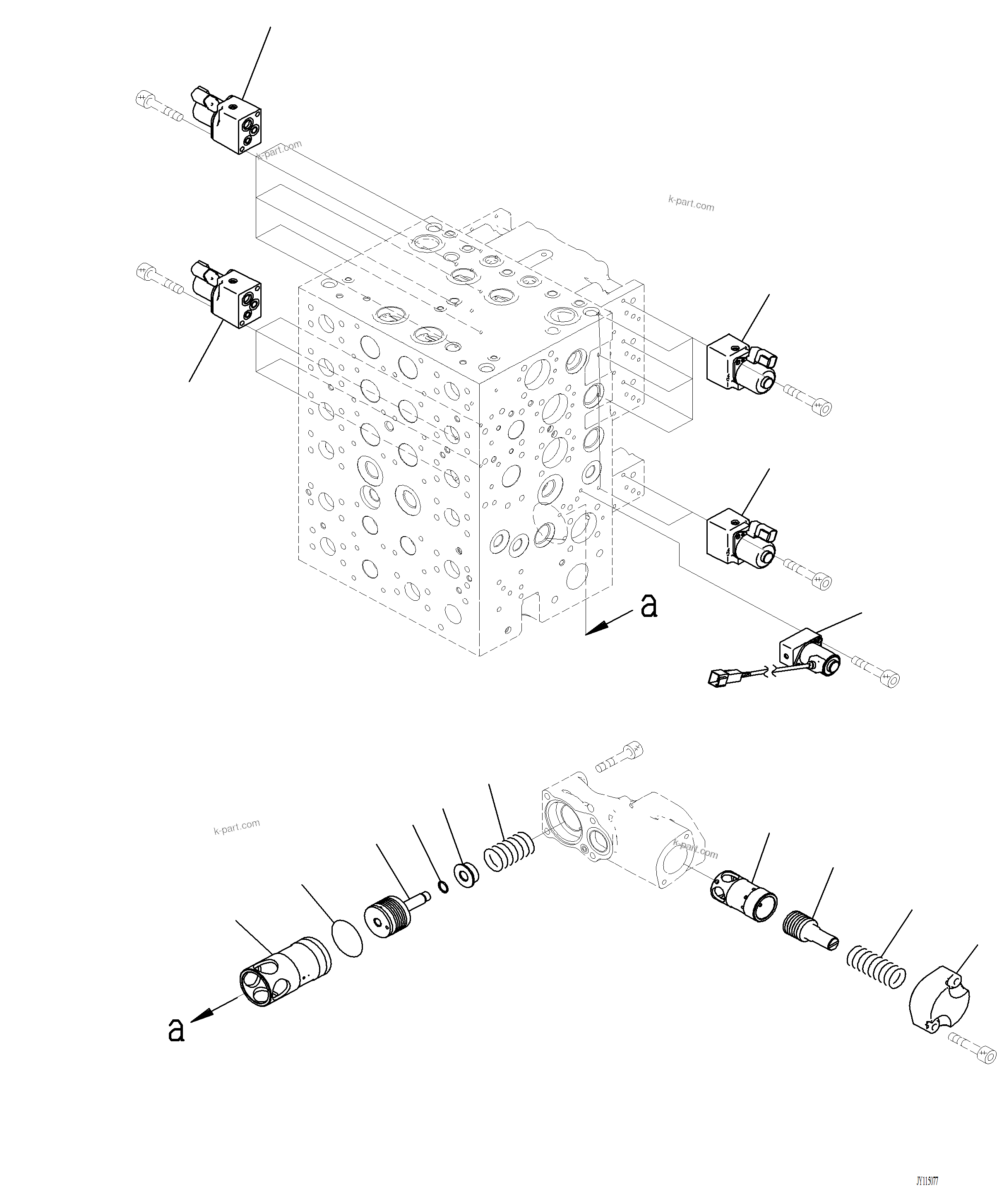 Komatsu parts book diagram for PC220LCi-12 S/N A15001: H0120-001012 CONTROL VALVE 7-ACTUATOR VALVE (12/20)