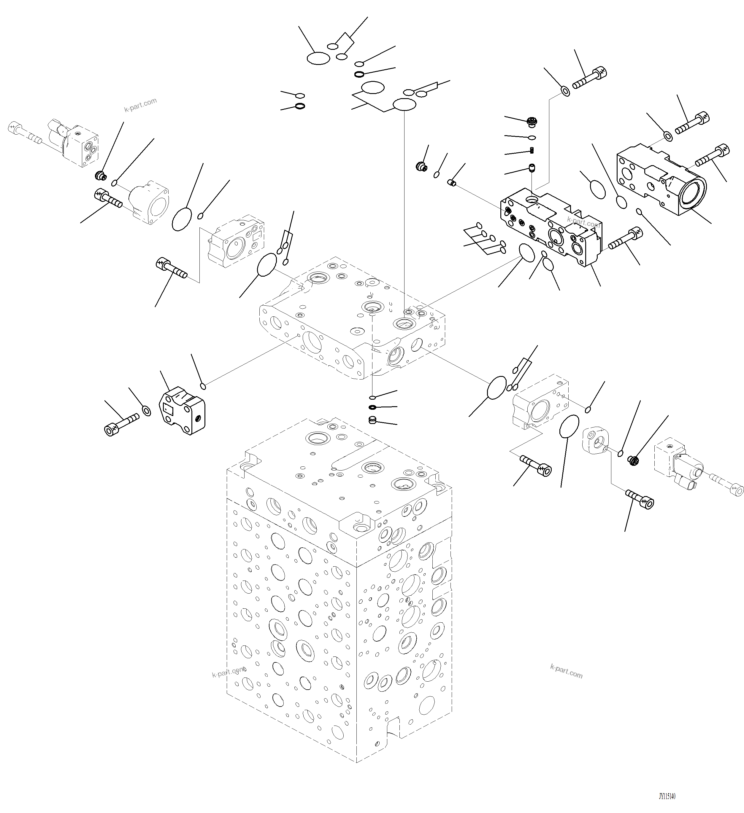 Komatsu parts book diagram for PC220LCi-12 S/N A15001: H0120-001018 CONTROL VALVE 7-ACTUATOR VALVE (18/20) (WITH 1-ADDITIONAL ACTUATOR PIPING, TOOL CONTROL)
