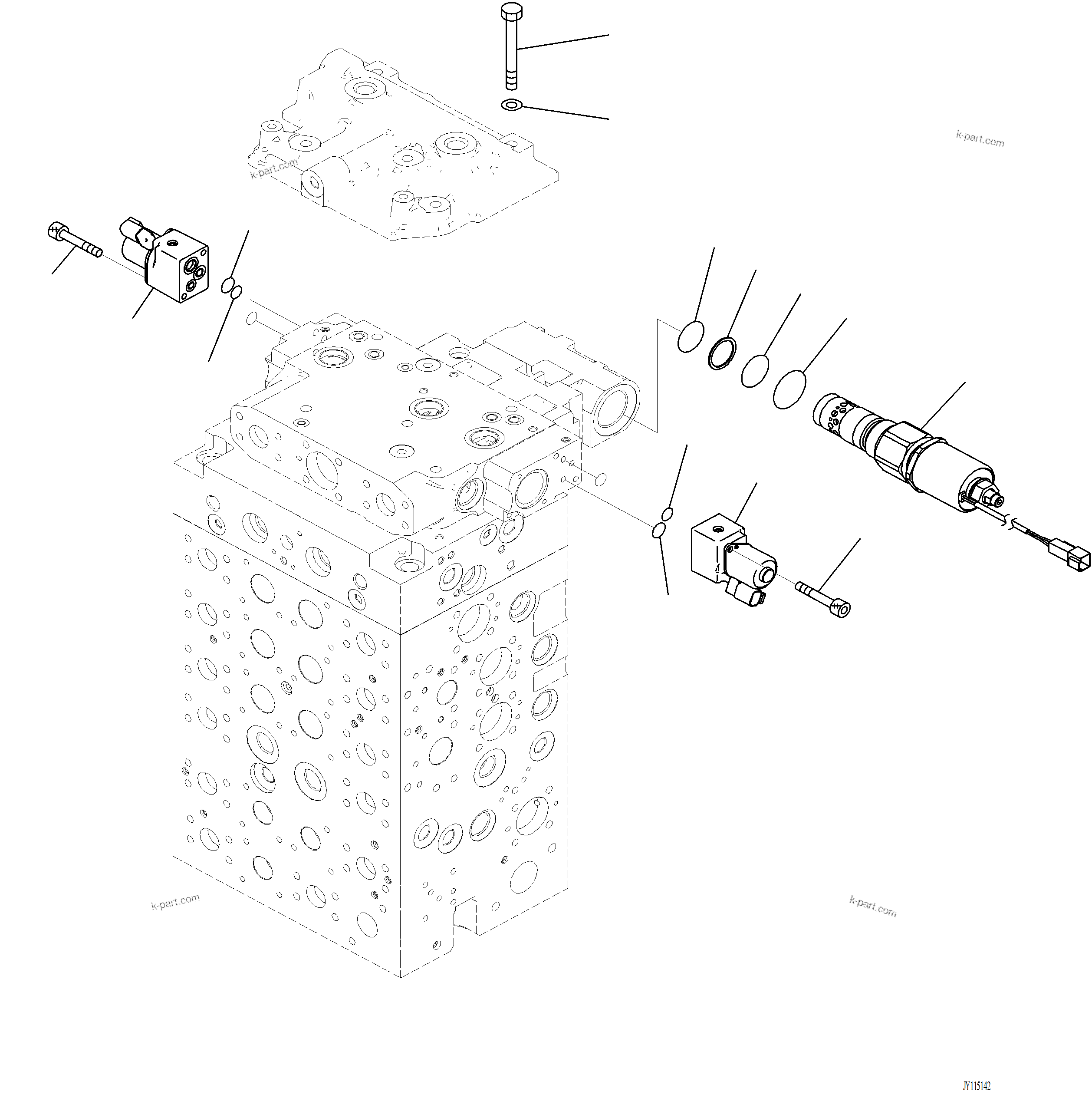 Komatsu parts book diagram for PC220LCi-12 S/N A15001: H0120-001020 CONTROL VALVE 7-ACTUATOR VALVE (20/20) (WITH 1-ADDITIONAL ACTUATOR PIPING, TOOL CONTROL)
