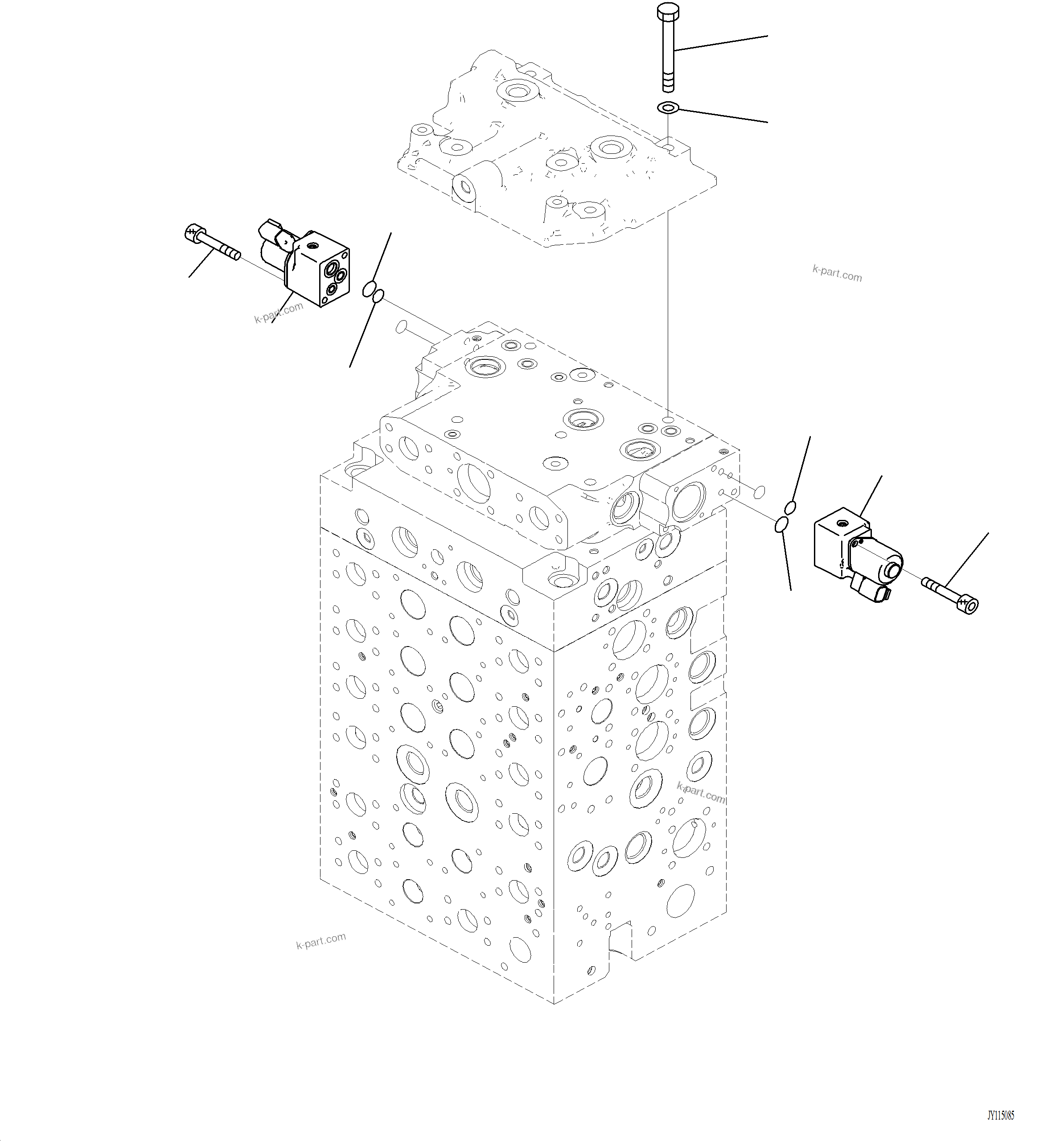 Komatsu parts book diagram for PC220LCi-12 S/N A15001: H0120-002020 CONTROL VALVE 7-ACTUATOR VALVE (20/20) (WITH 1-SERVICE VALVE)