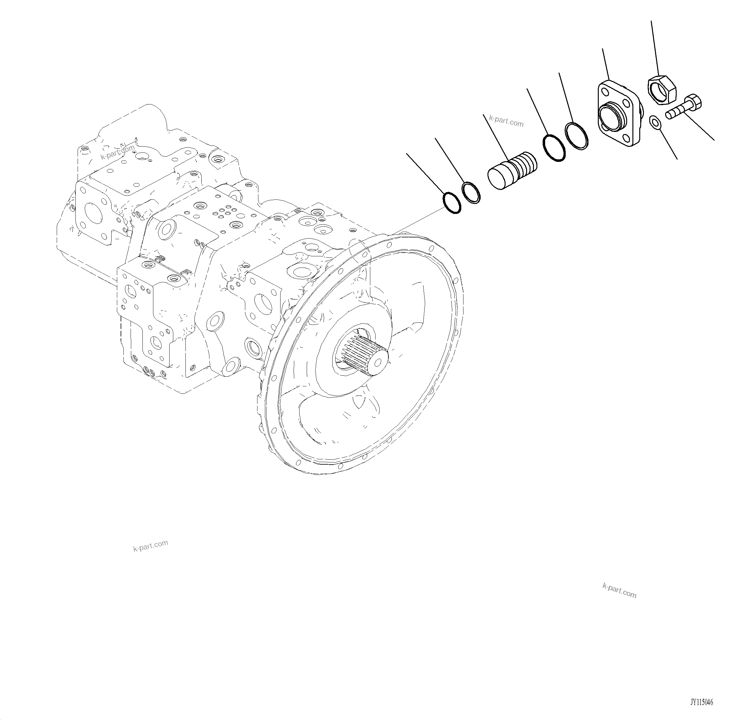 Komatsu parts book diagram for PC220LCi-12 S/N A15001: H0210-001005 HYDRAULIC PUMP PISTON PUMP (5/12)
