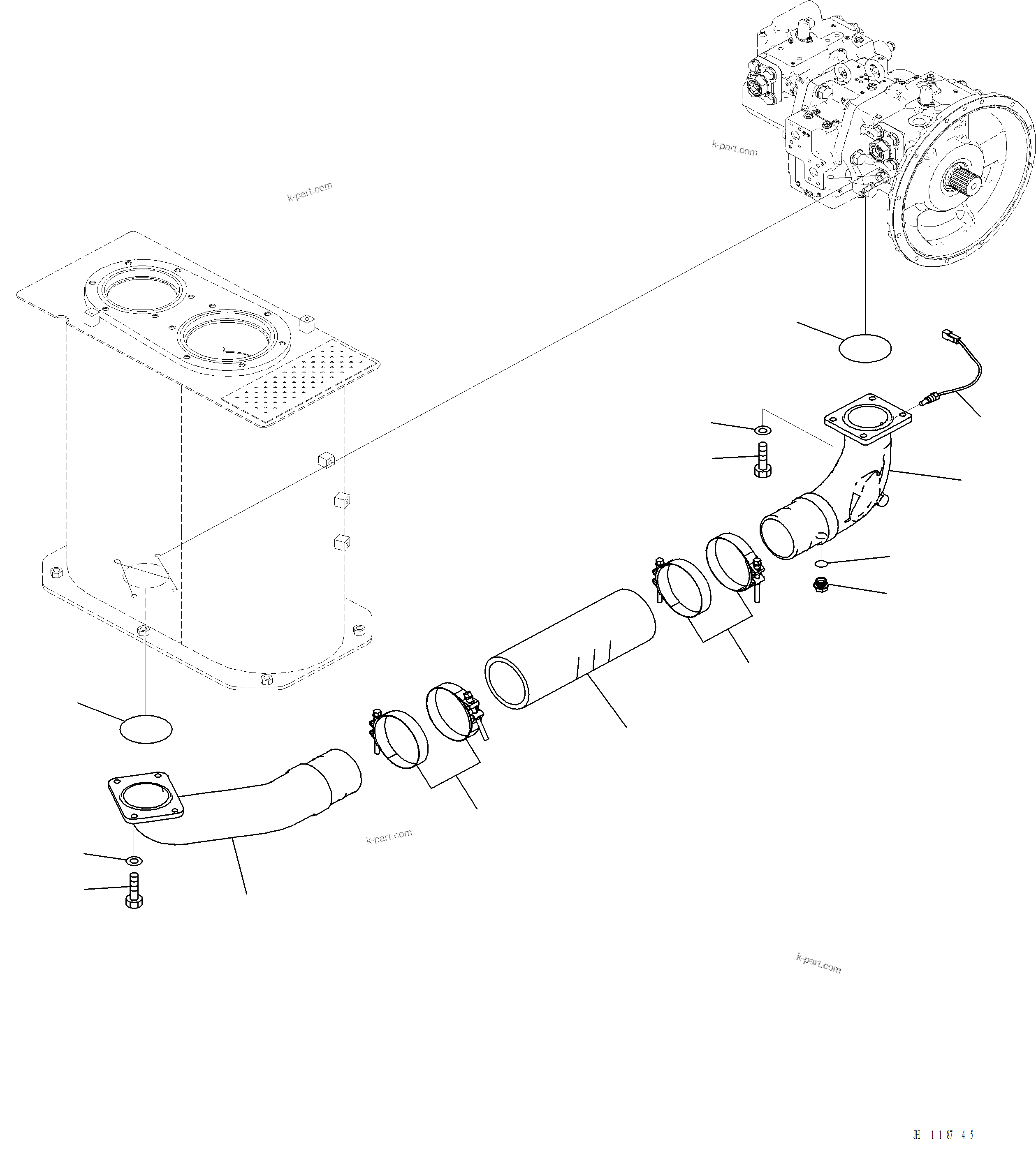 Komatsu parts book diagram for PC220LCi-12 S/N A15001: H0311-001001 SUCTION PIPING