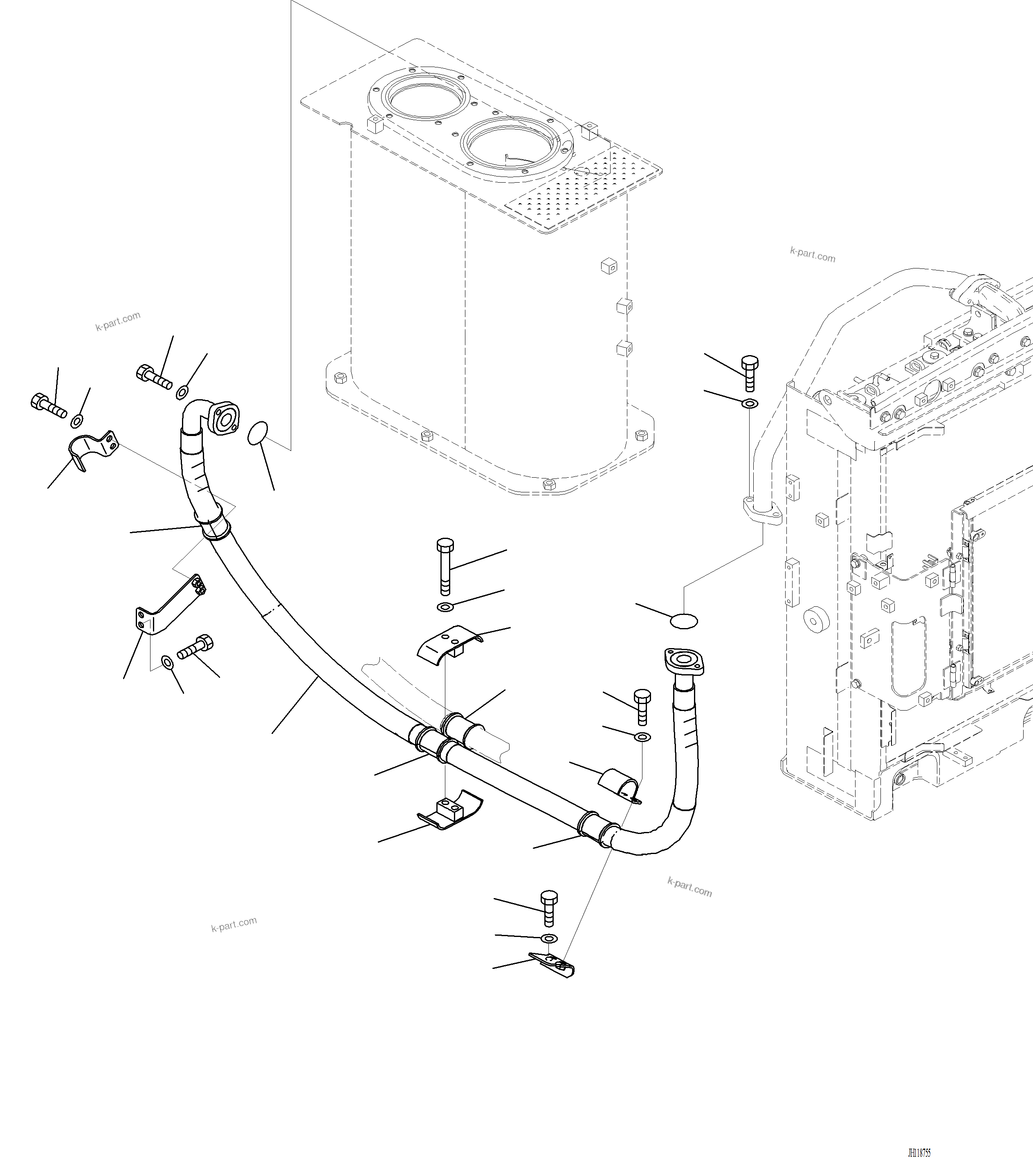 Komatsu parts book diagram for PC220LCi-12 S/N A15001: H0320-001001 OIL COOLER PIPING
