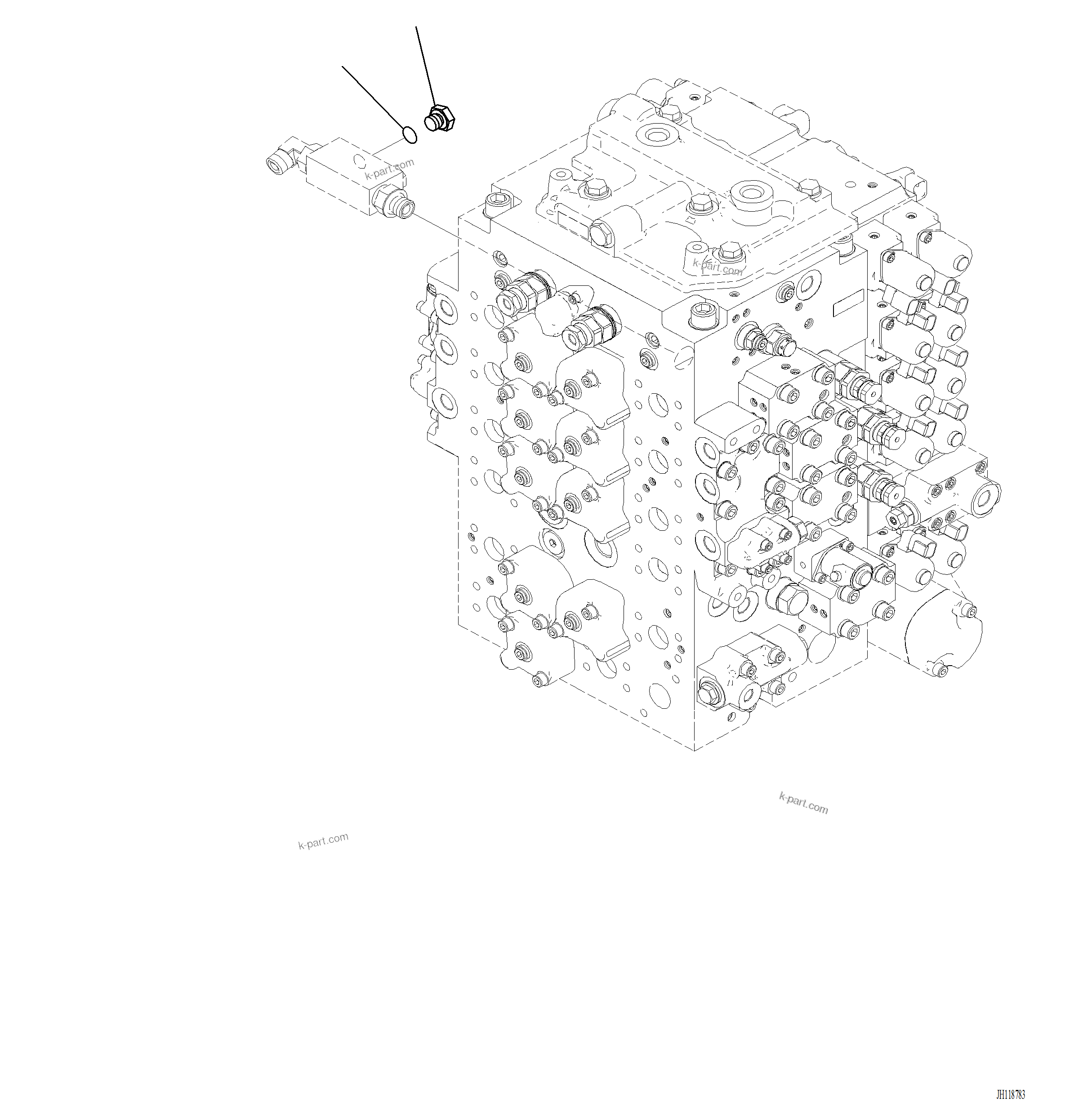 Komatsu parts book diagram for PC220LCi-12 S/N A15001: H1250-001002 PARTS FOR LESS ANTI-DROP VALVE PLUG