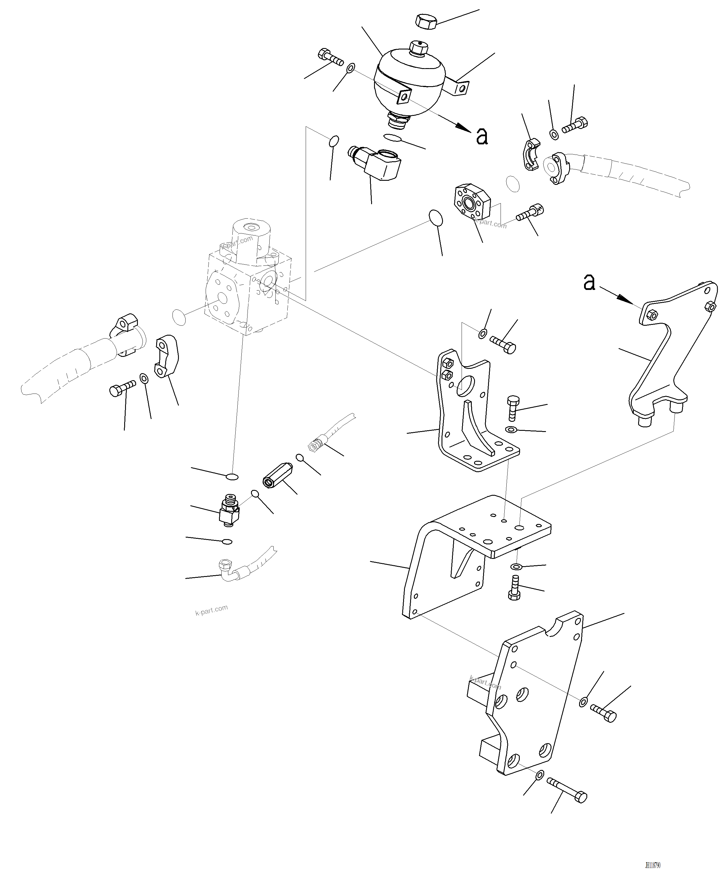 Komatsu parts book diagram for PC220LCi-12 S/N A15001: H1270-002003 ATTACHMENT PIPING SELECTOR VALVE MOUNTING