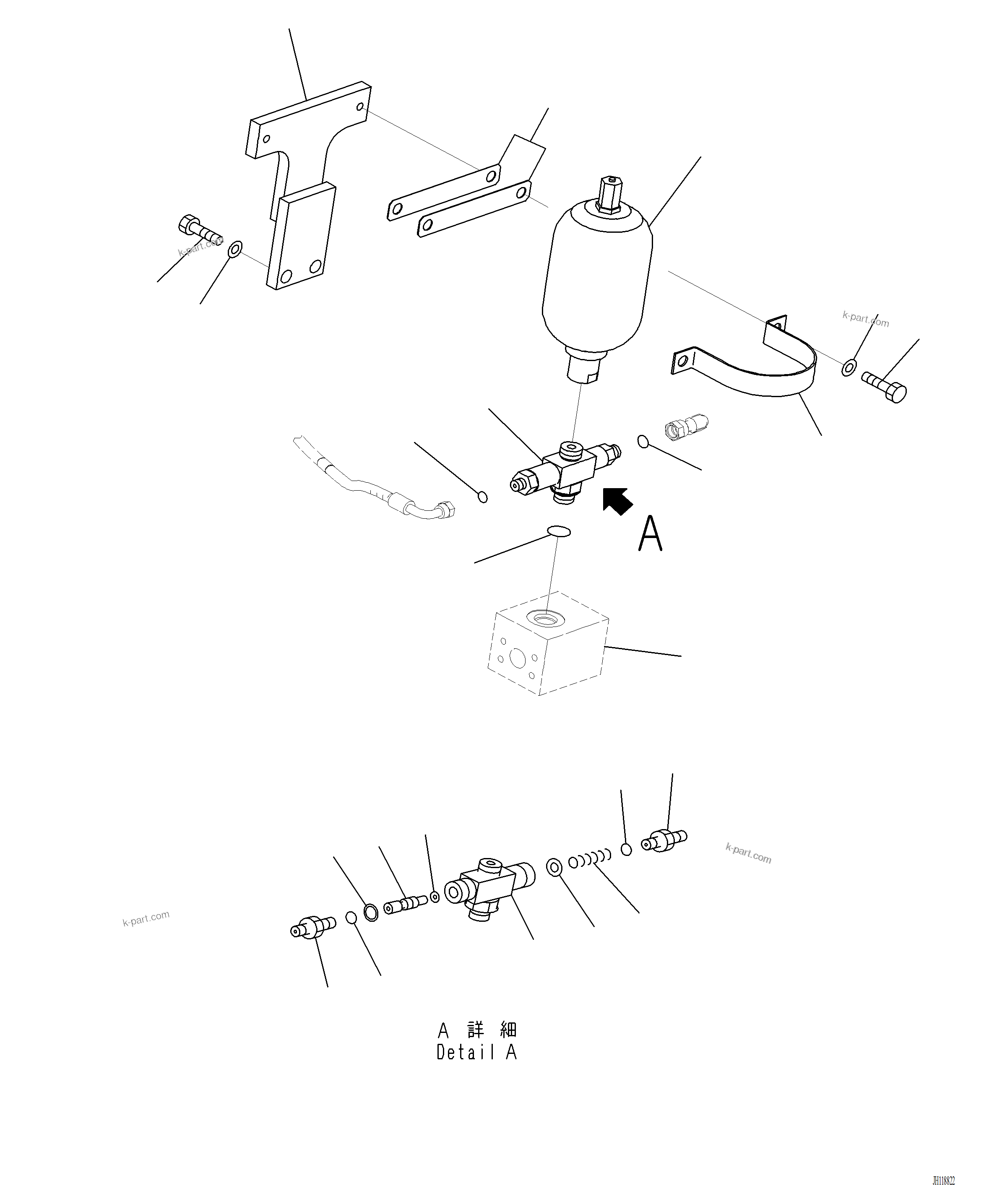 Komatsu parts book diagram for PC220LCi-12 S/N A15001: H1270-002006 ATTACHMENT PIPING ACCUMULATOR