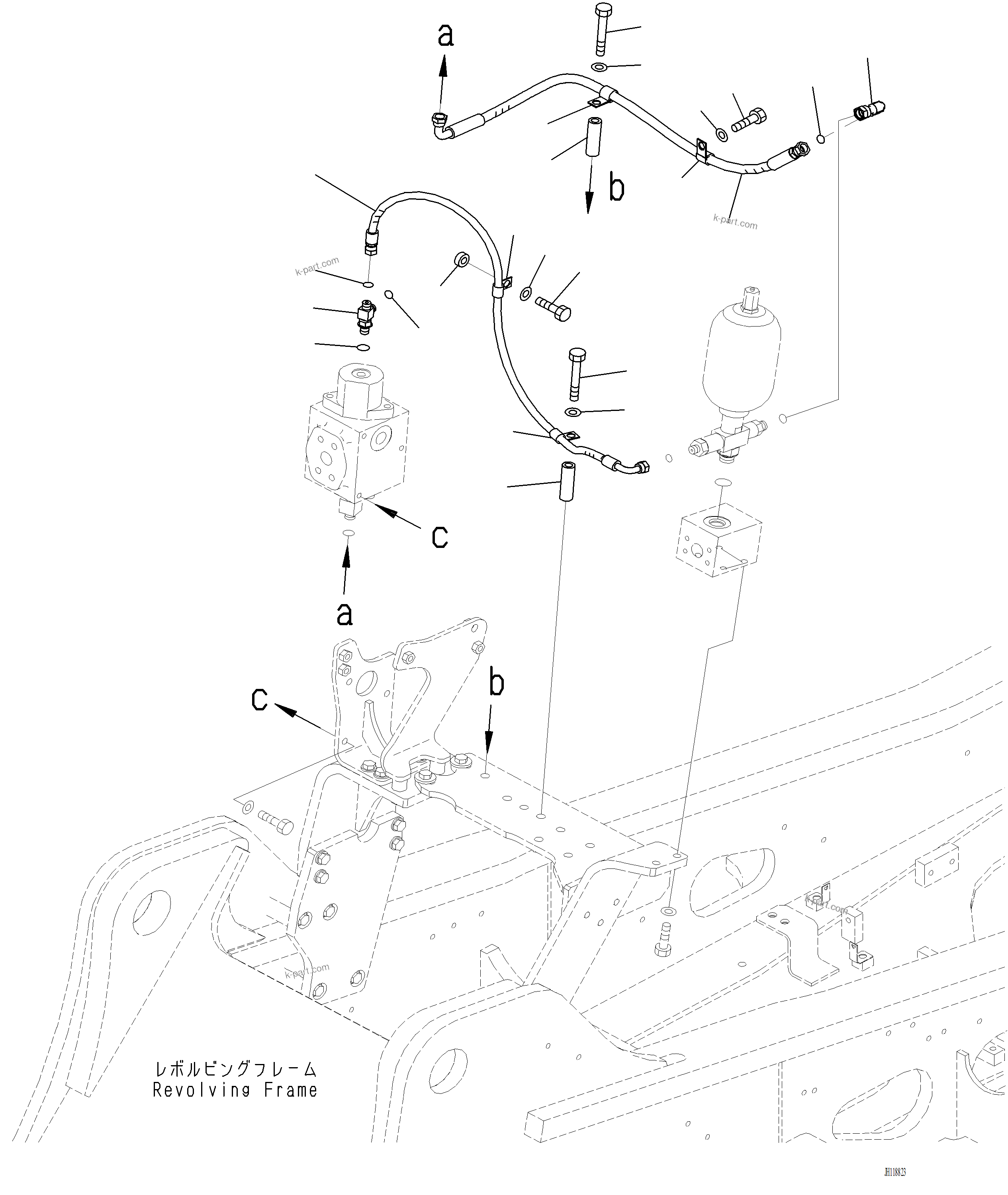 Komatsu parts book diagram for PC220LCi-12 S/N A15001: H1270-002007 ATTACHMENT PIPING ACCUMULATOR RELATED PARTS