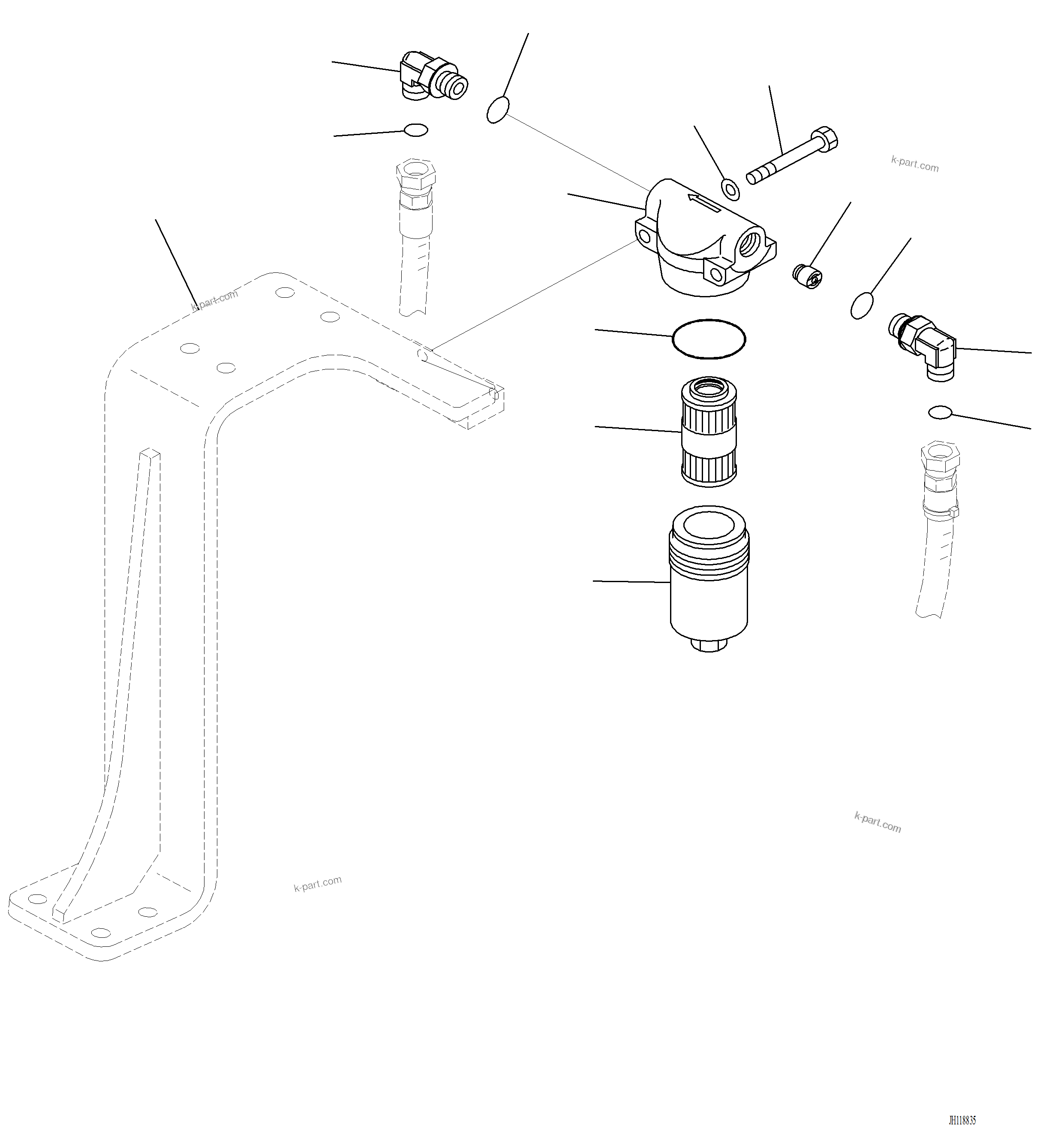 Komatsu parts book diagram for PC220LCi-12 S/N A15001: H1831-002004 SOLENOID VALVE PILOT FILTER (FOR 1-ADDITIONAL ACTUATOR PIPING, TOOL CONTROL)