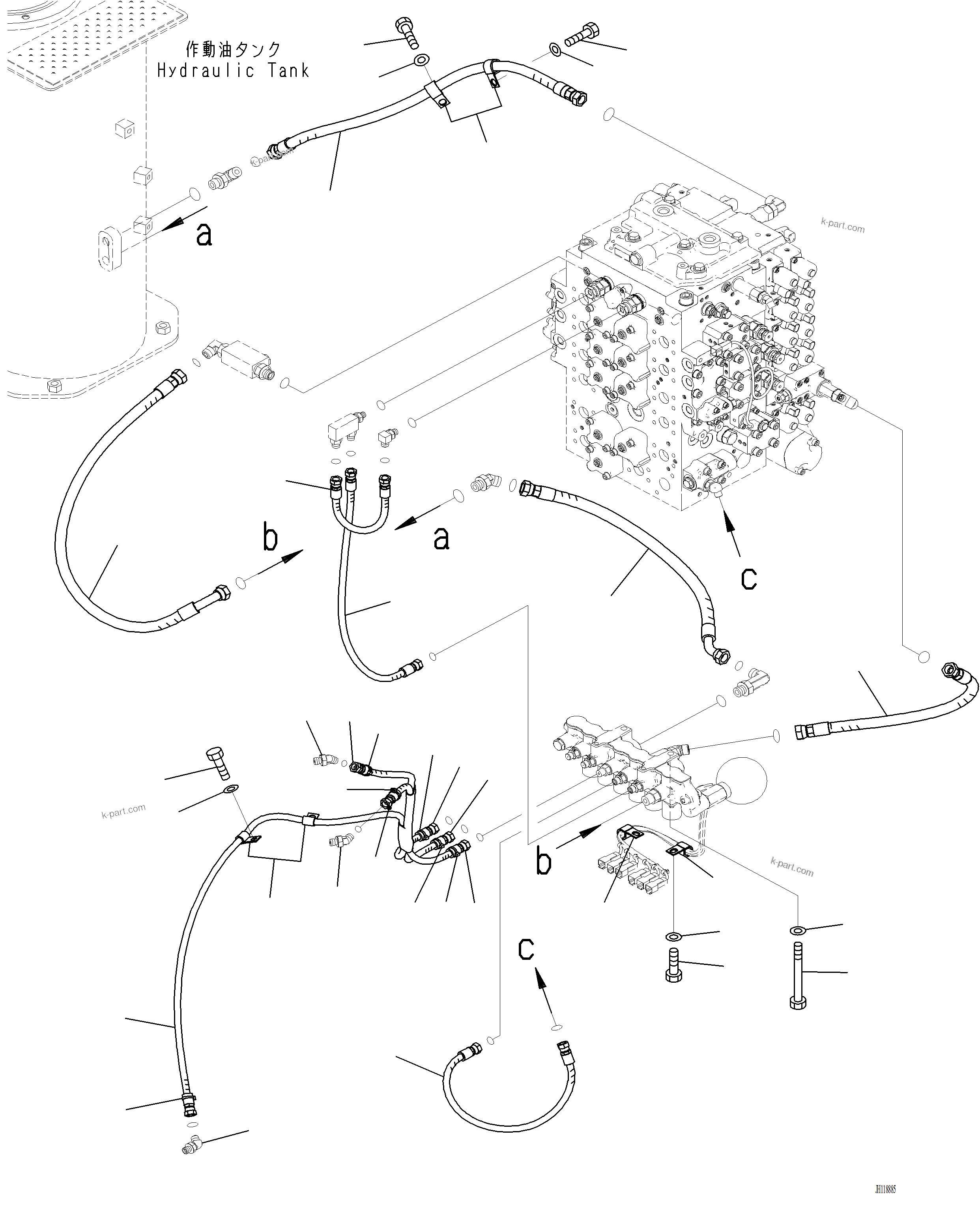 Komatsu parts book diagram for PC220LCi-12 S/N A15001: H1831-003002 SOLENOID VALVE PIPING