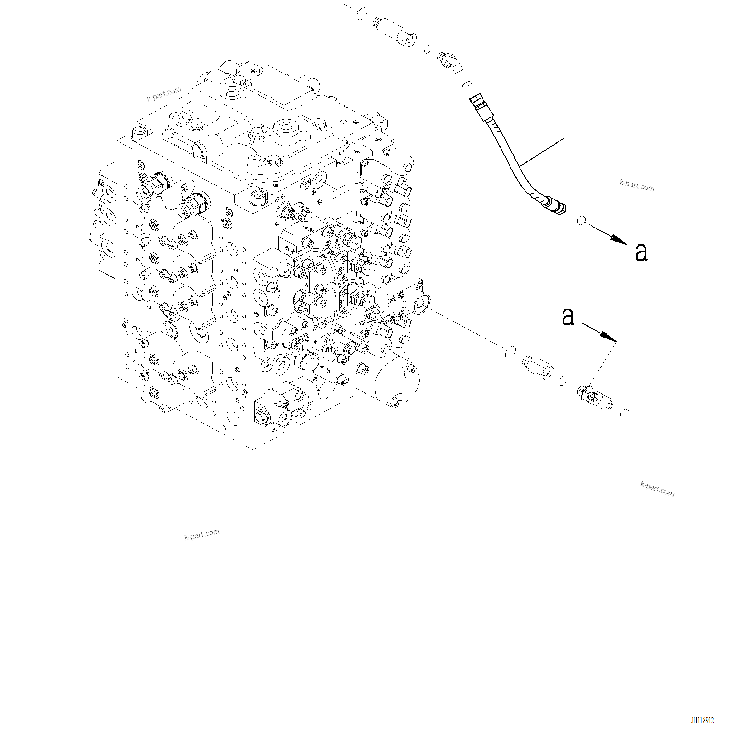 Komatsu parts book diagram for PC220LCi-12 S/N A15001: H1831-003004 SOLENOID VALVE HOSE