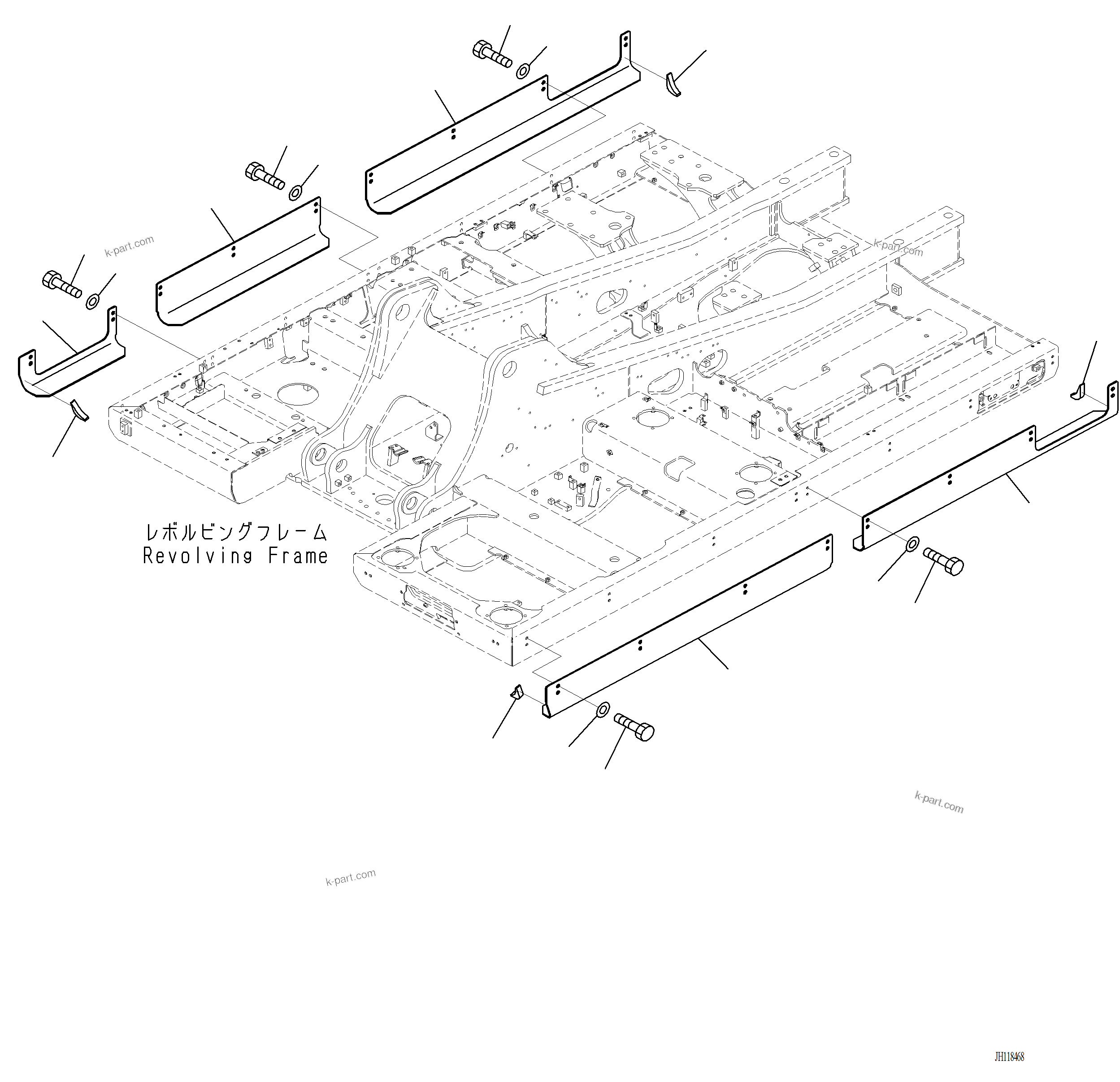 Komatsu parts book diagram for PC220LCi-12 S/N A15001: J1410-001001 REVOLVING FRAME DECK GUARD