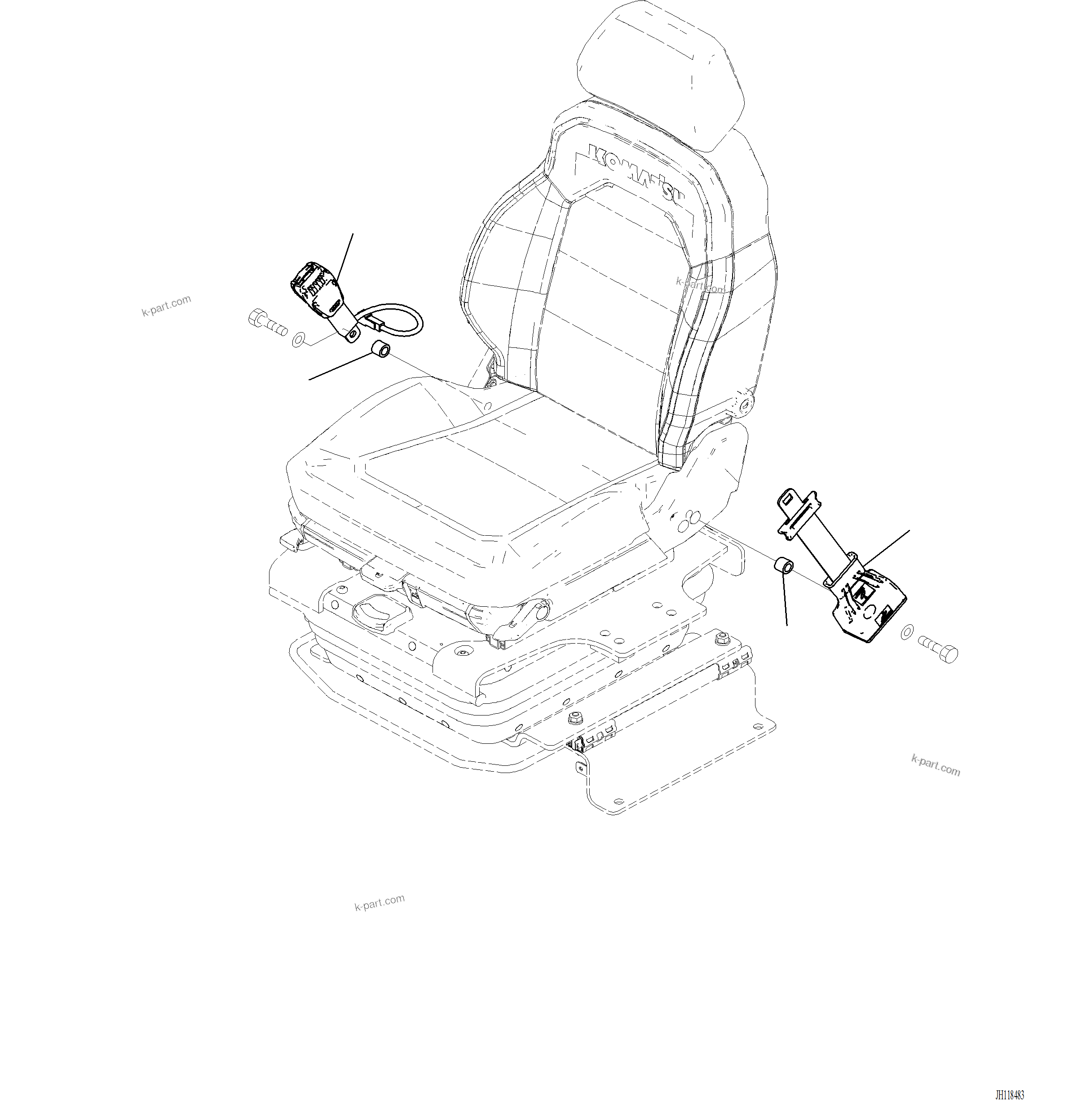 Komatsu parts book diagram for PC220LCi-12 S/N A15001: K0160-001001 SEAT BELT 3-INCH NON-CINCHING