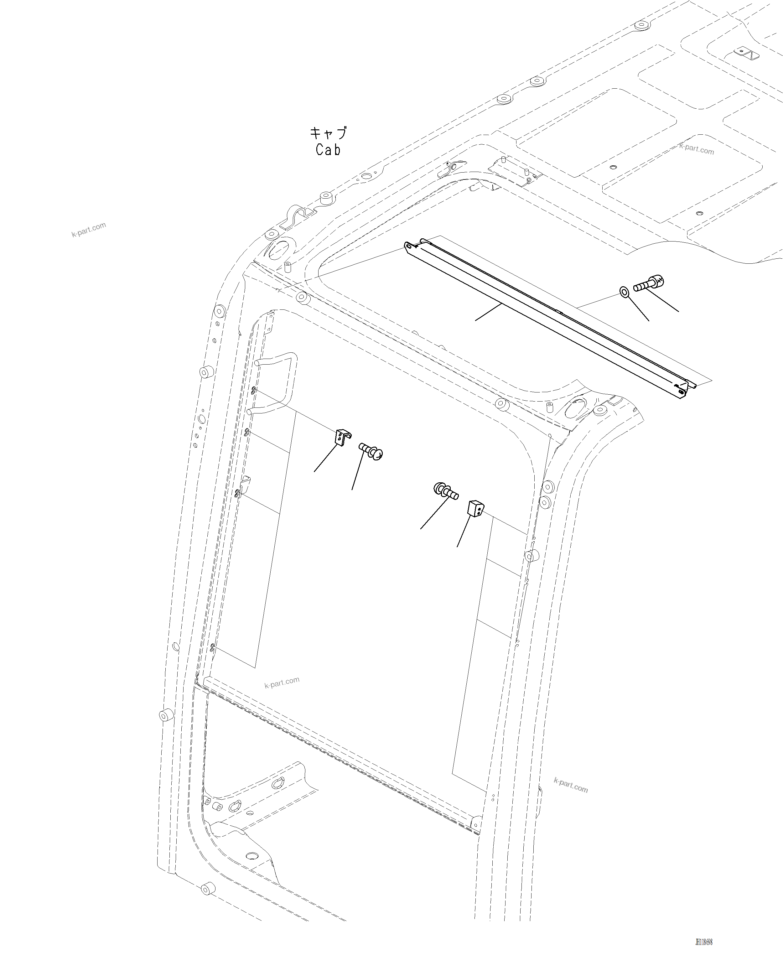 Komatsu parts book diagram for PC220LCi-12 S/N A15001: K0330-001001 ROLLER SHADES