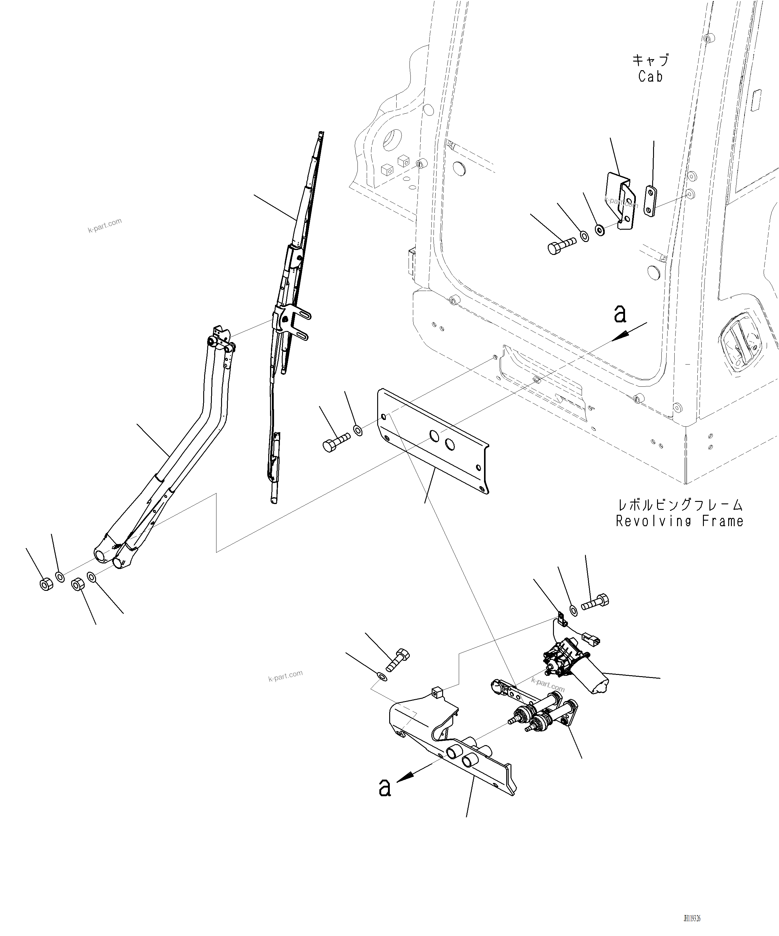 Komatsu parts book diagram for PC220LCi-12 S/N A15001: K0340-001001 WIPER