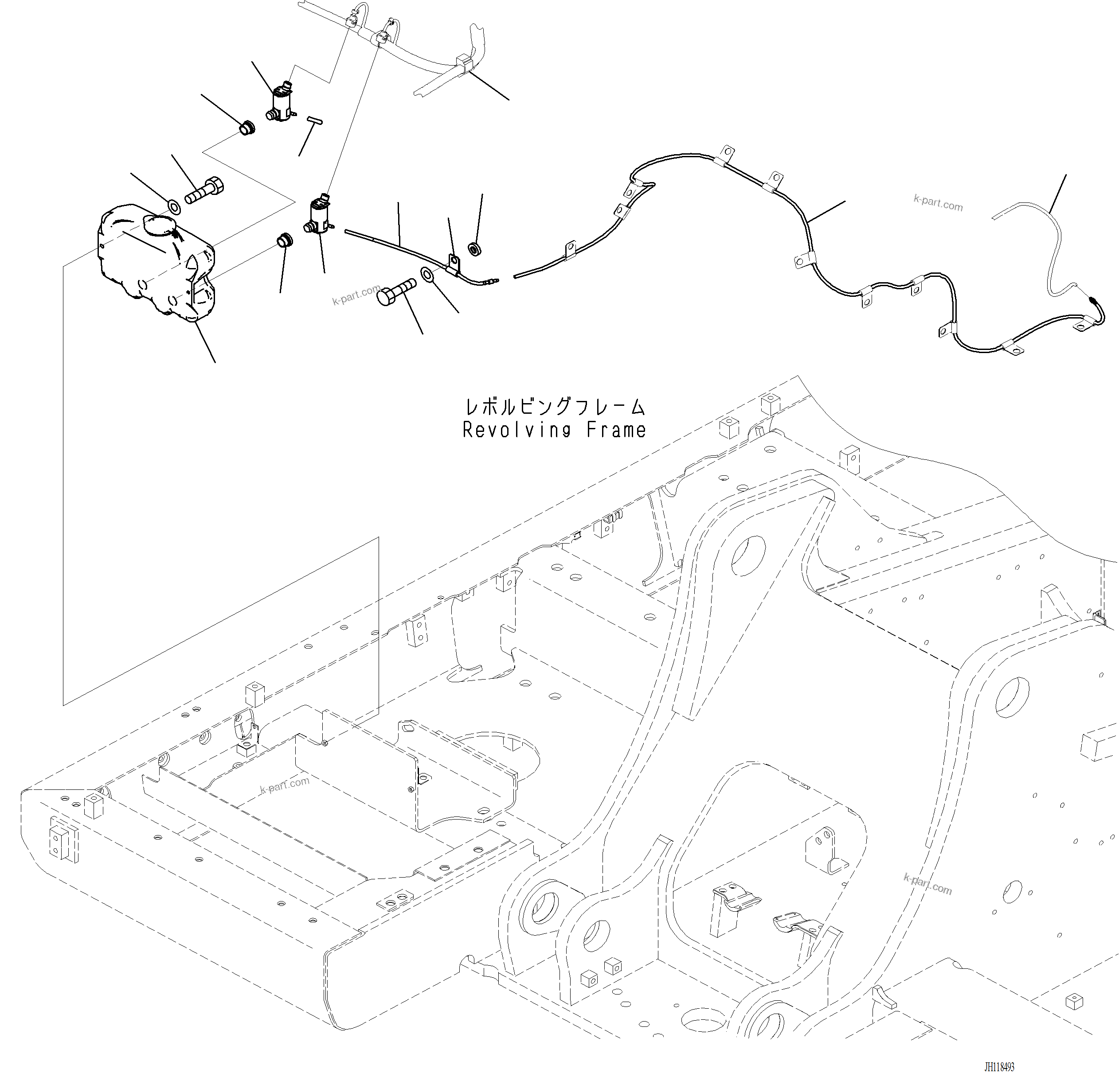 Komatsu parts book diagram for PC220LCi-12 S/N A15001: K0350-001001 WINDOW WASHER TANK