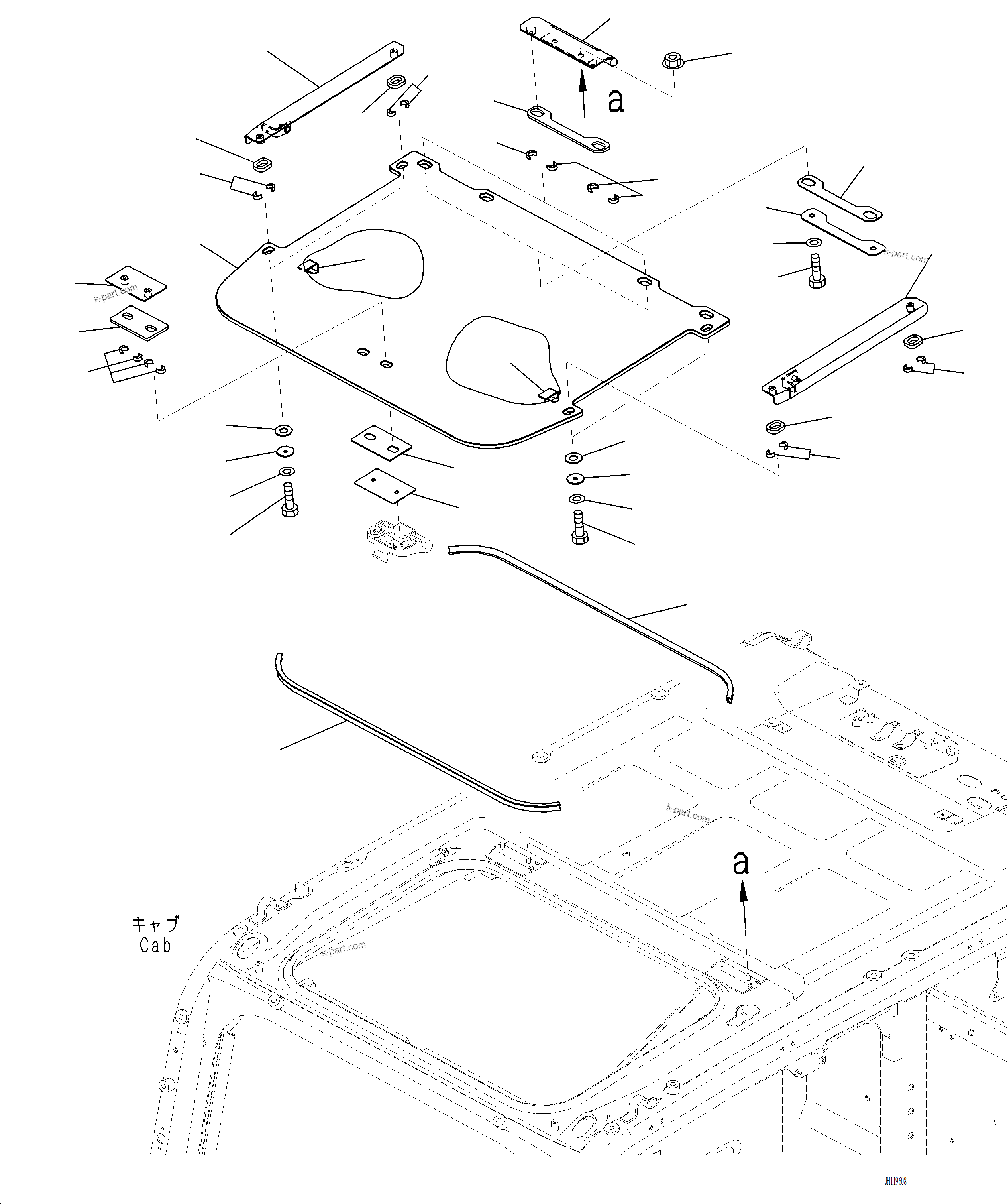 Komatsu parts book diagram for PC220LCi-12 S/N A15001: K1111-001005 CAB ROOF VENTILATOR (1/2)