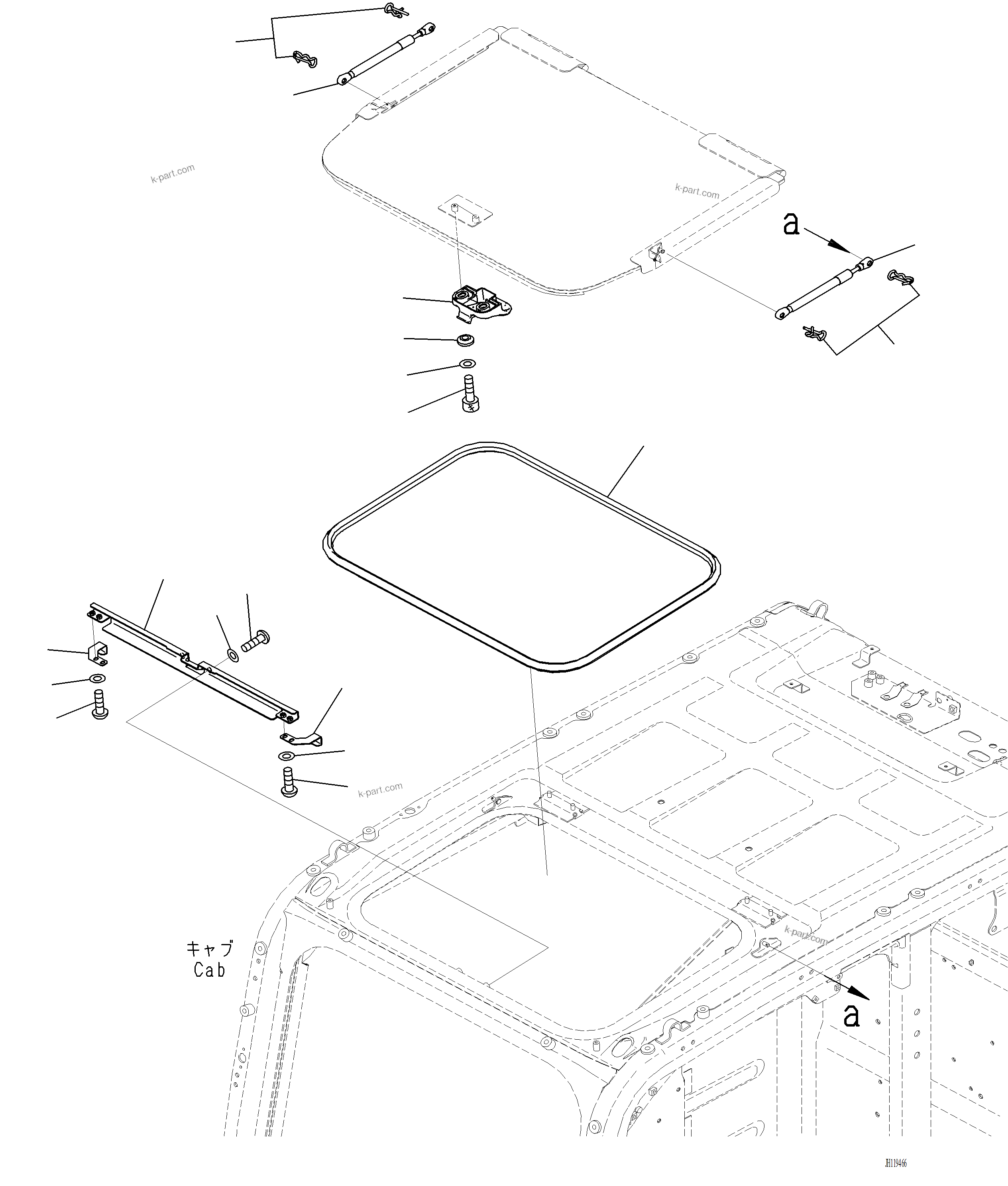 Komatsu parts book diagram for PC220LCi-12 S/N A15001: K1111-001006 CAB ROOF VENTILATOR (2/2)
