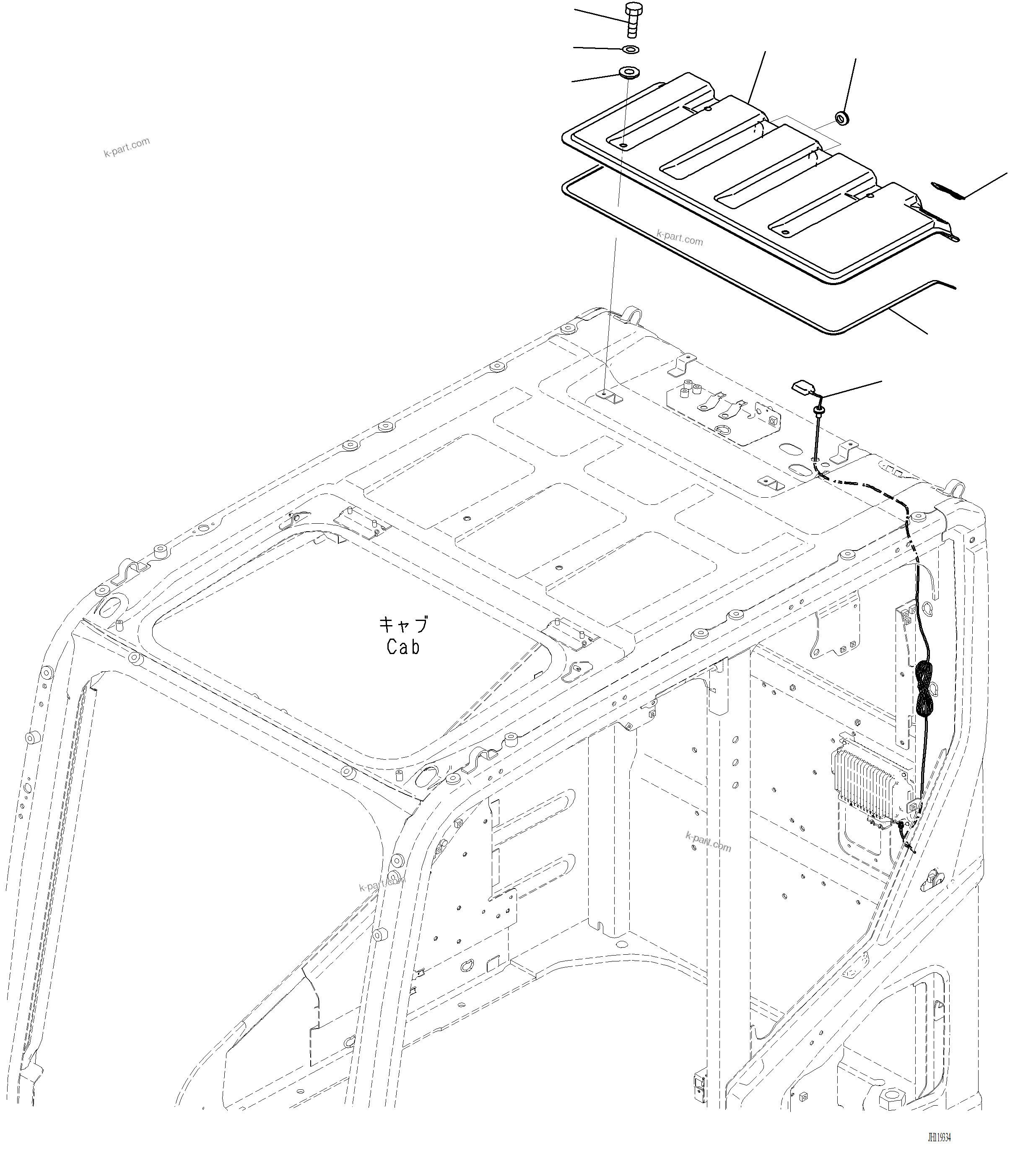 Komatsu parts book diagram for PC220LCi-12 S/N A15001: K1111-001017 CAB GATEWAY FUNCTION CONTROLLER ANTENNA