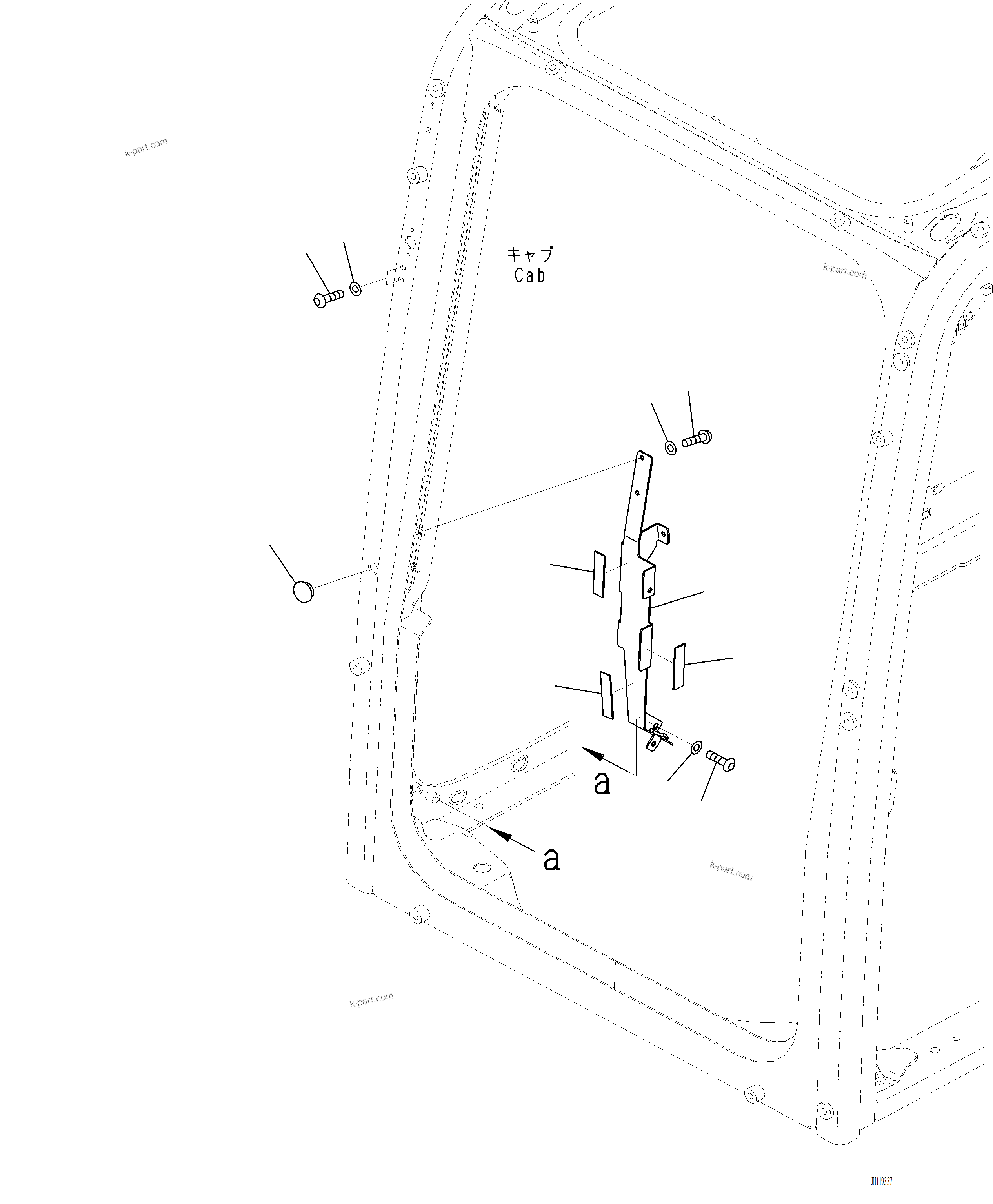 Komatsu parts book diagram for PC220LCi-12 S/N A15001: K1111-001019 CAB CAP