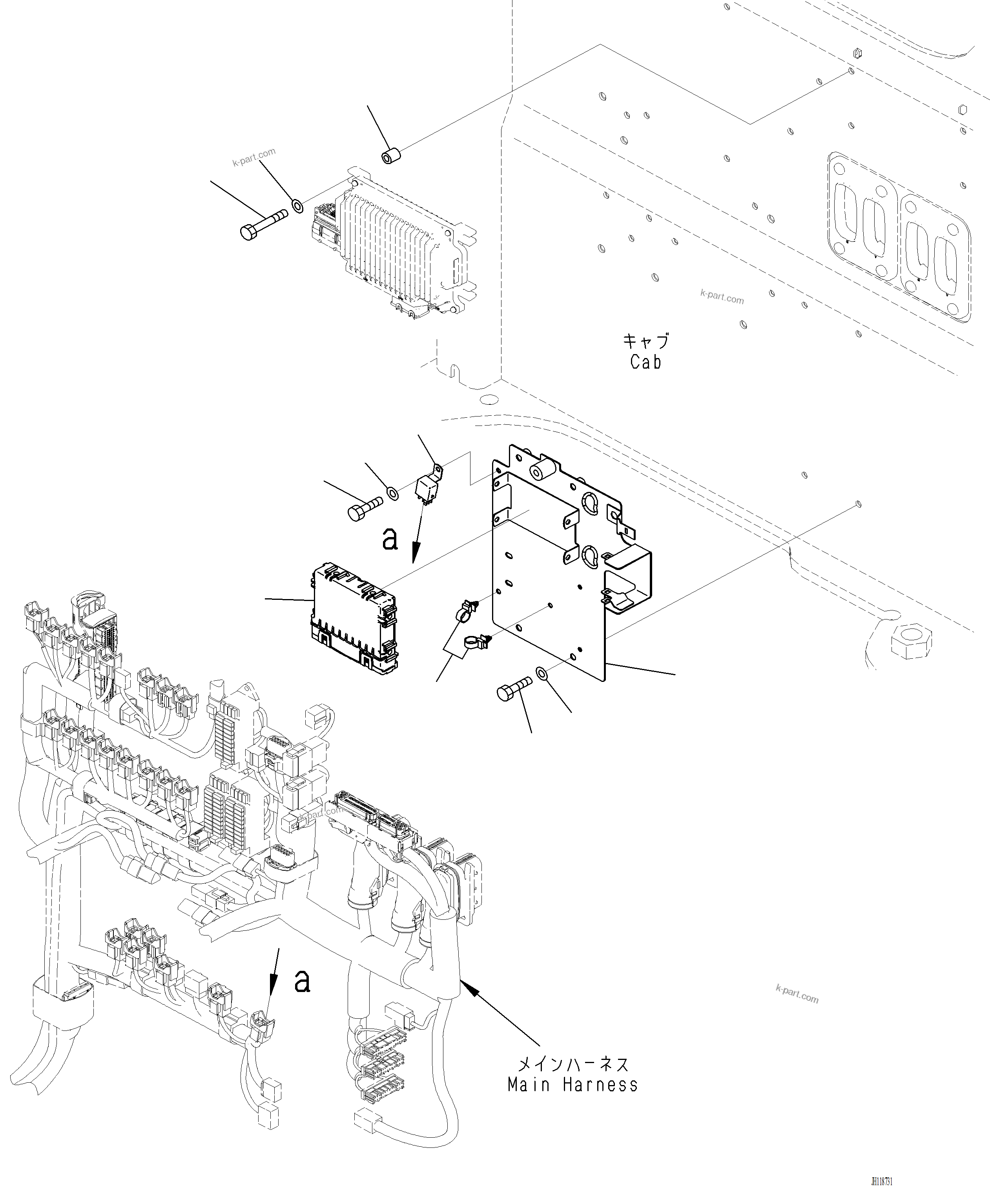 Komatsu parts book diagram for PC220LCi-12 S/N A15001: K1111-001029 CAB CAB IN PARTS, AIR CONDITIONER CONTROLLER