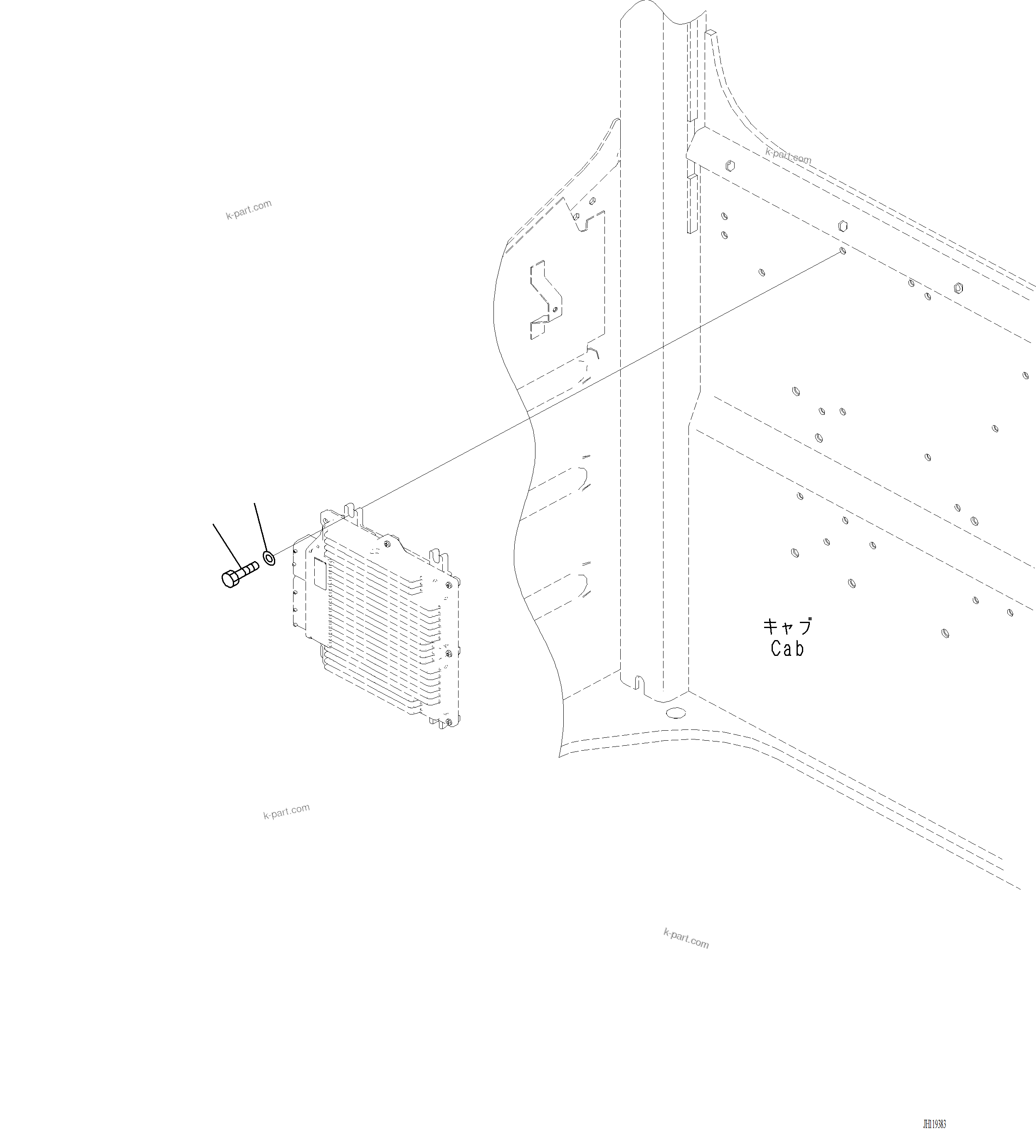 Komatsu parts book diagram for PC220LCi-12 S/N A15001: K1111-001037 CAB CAB IN PARTS, CONTROLLER MOUNTING (2/2)