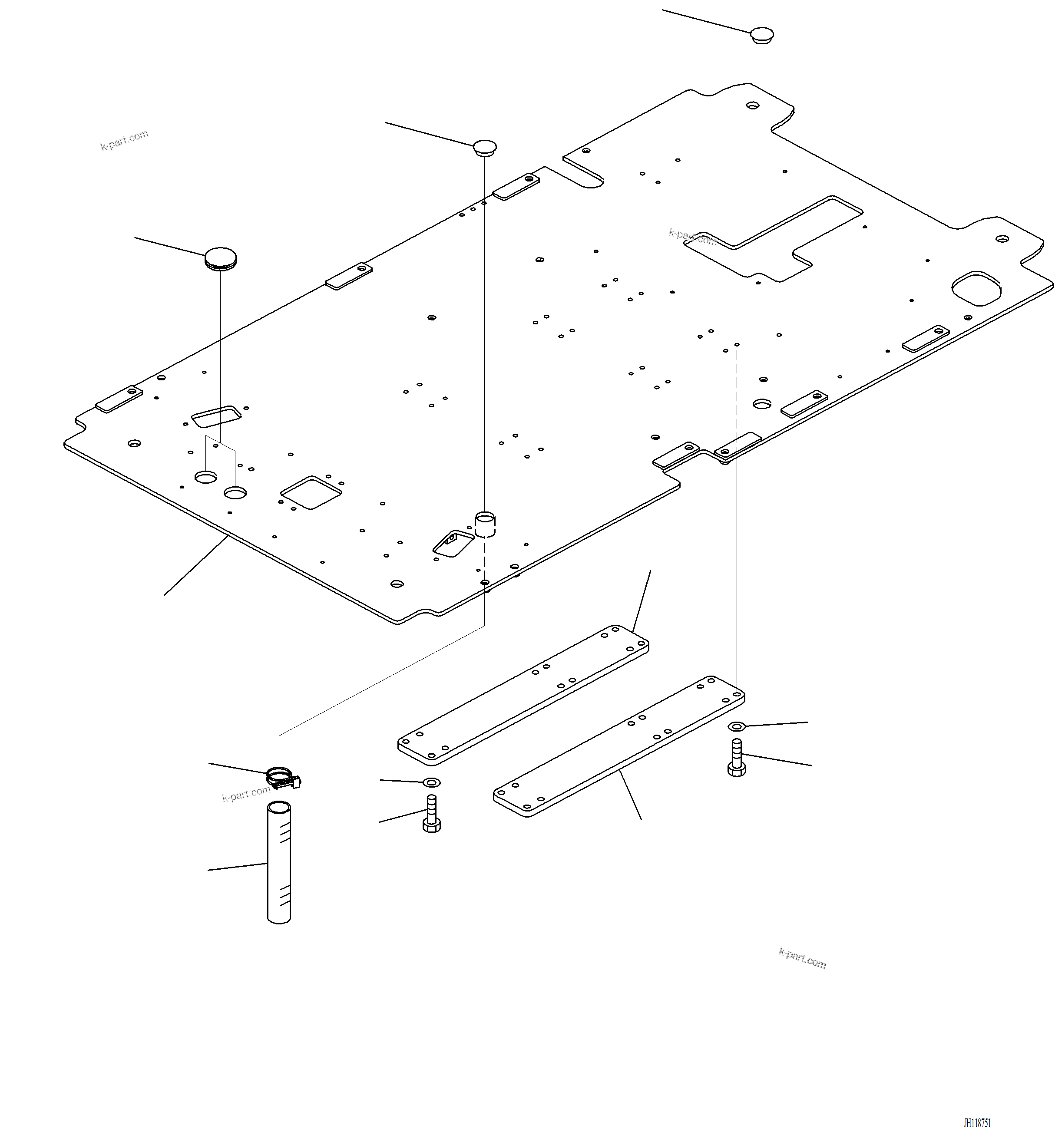 Komatsu parts book diagram for PC220LCi-12 S/N A15001: K1111-001039 CAB FLOOR, FRAME