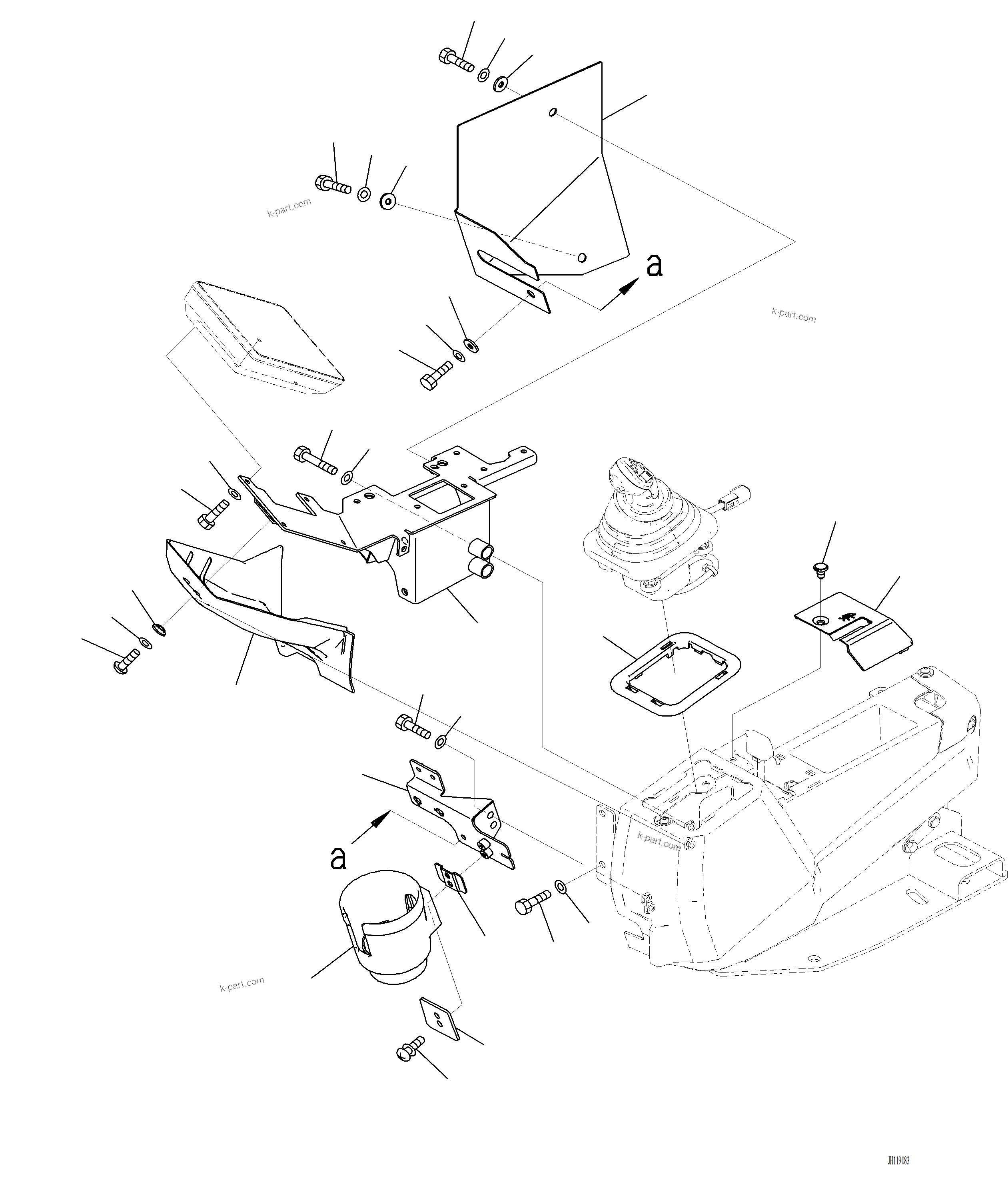 Komatsu parts book diagram for PC220LCi-12 S/N A15001: K1111-001052 CAB FLOOR, CONSOLE, R.H. (2/2)