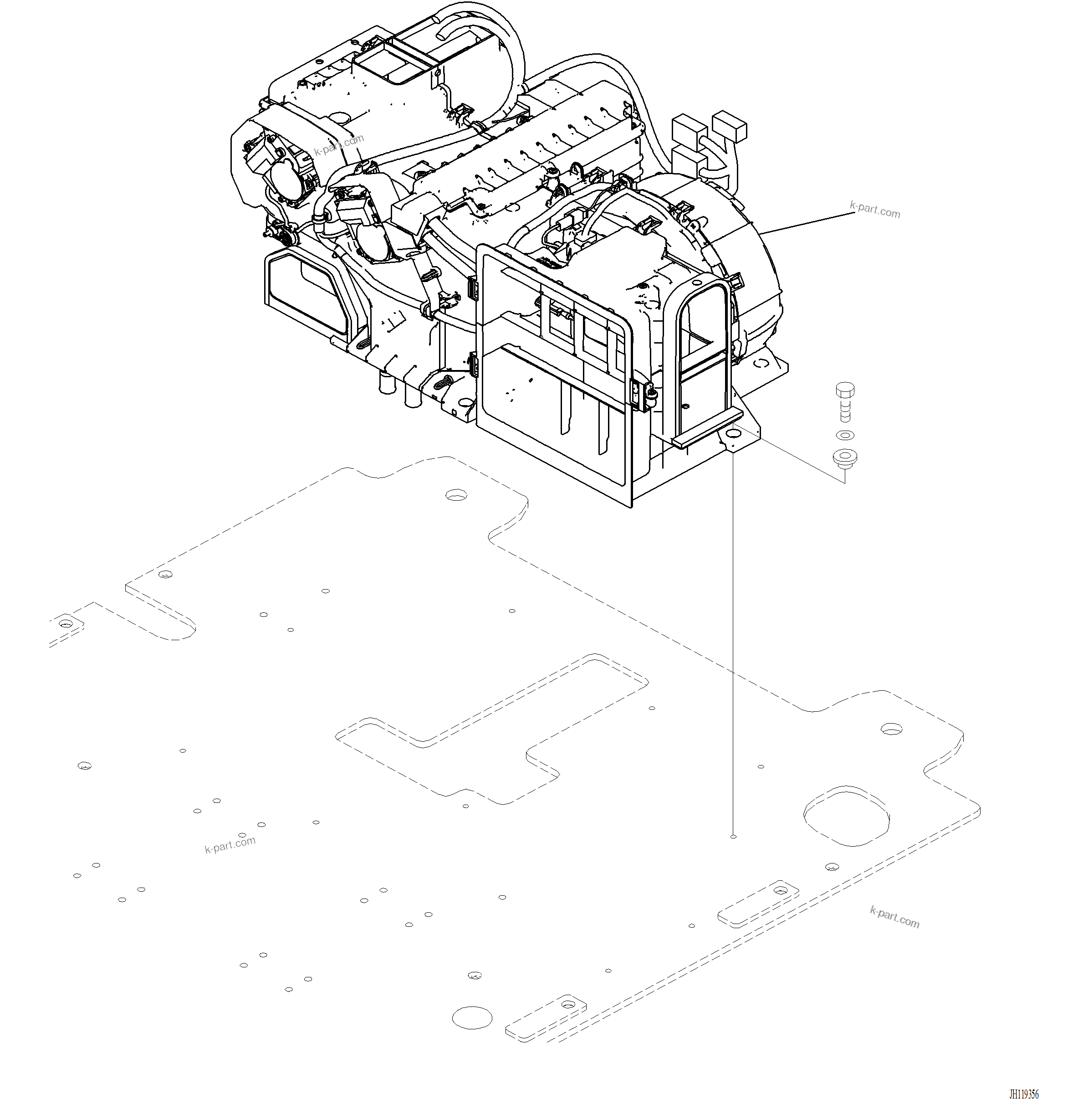 Komatsu parts book diagram for PC220LCi-12 S/N A15001: K1111-001055 CAB FLOOR, AIR CONDITIONER