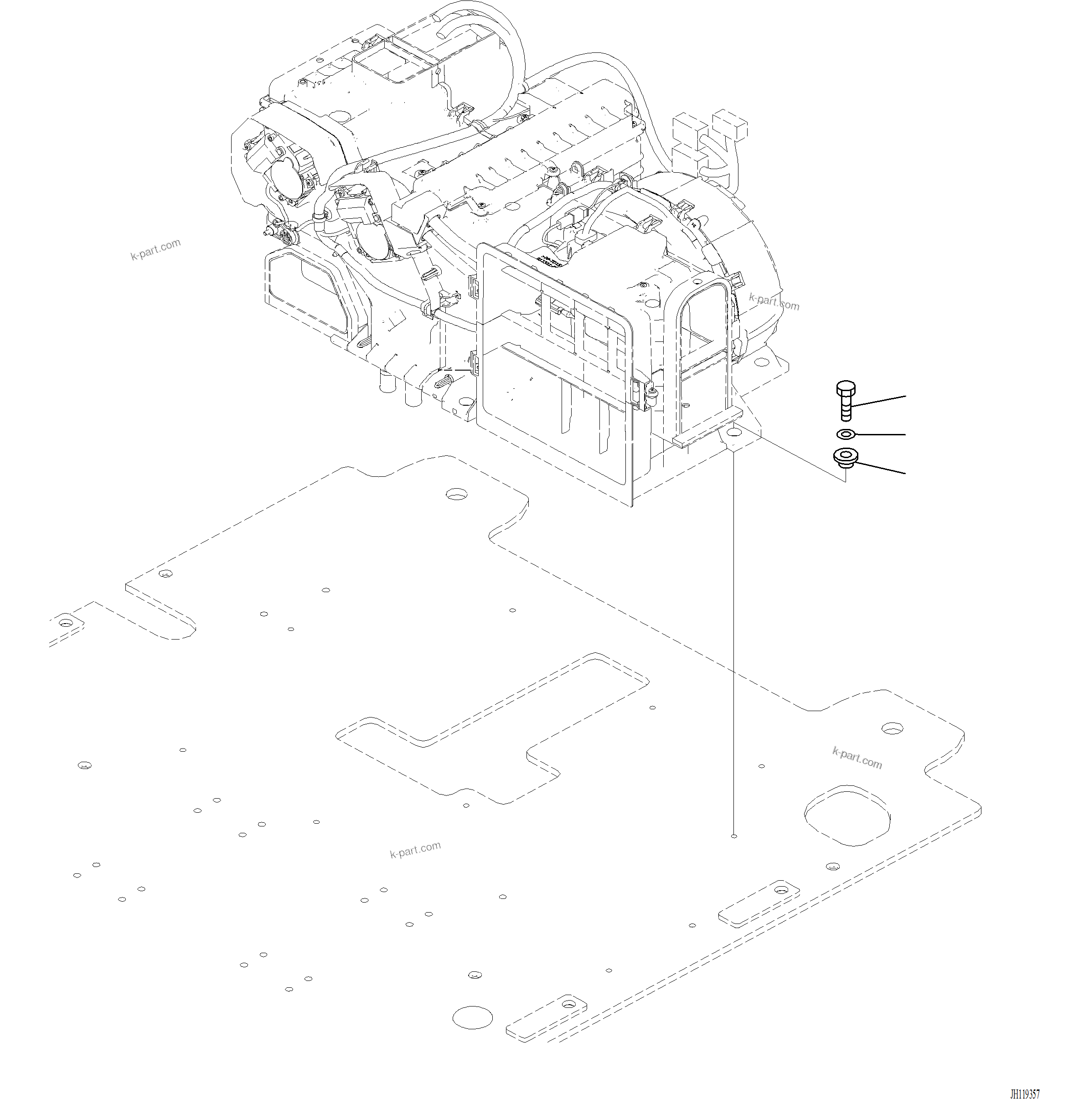 Komatsu parts book diagram for PC220LCi-12 S/N A15001: K1111-001056 CAB FLOOR, AIR CONDITIONER MOUNTING