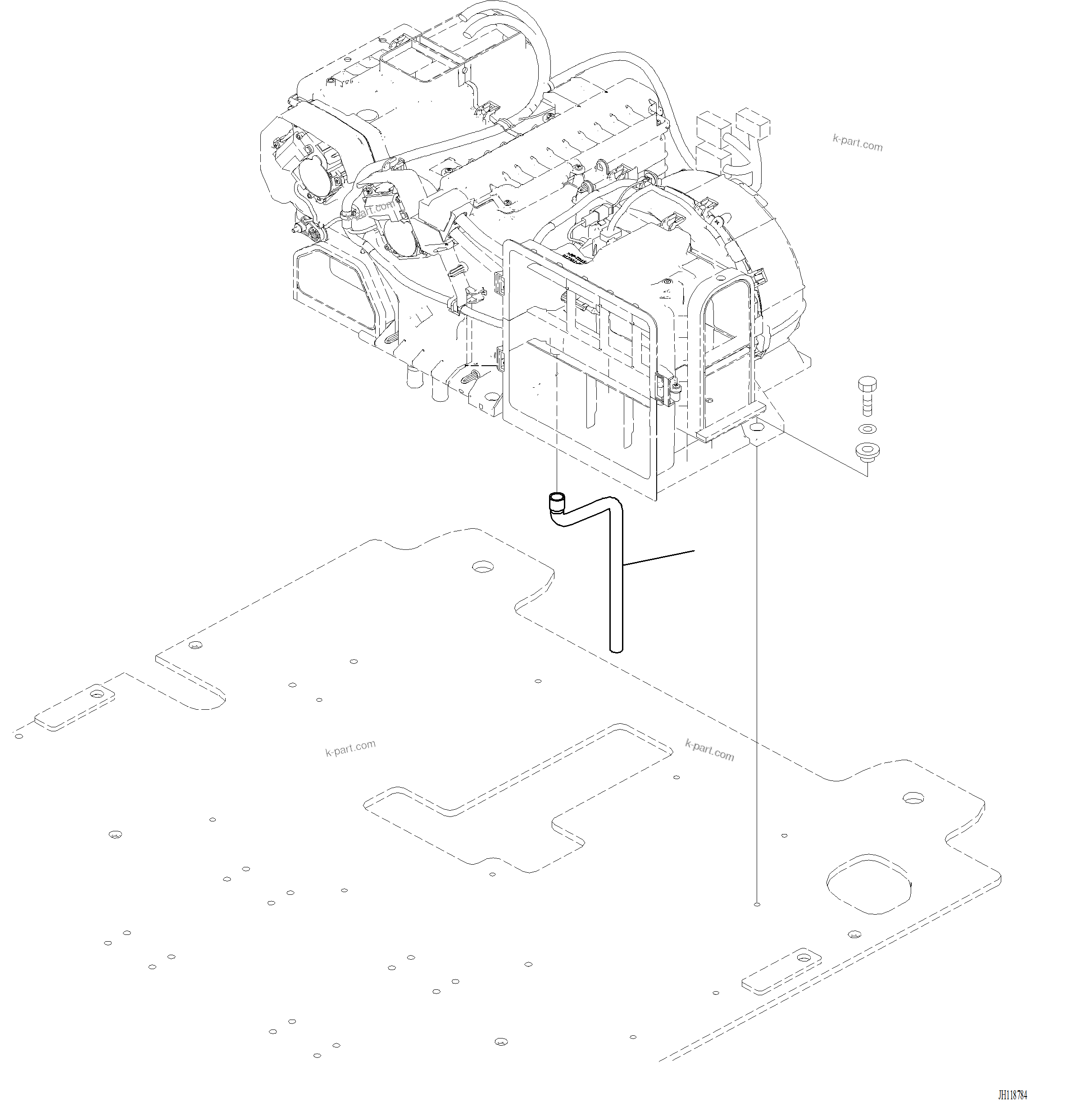 Komatsu parts book diagram for PC220LCi-12 S/N A15001: K1111-001058 CAB FLOOR, AIR CONDITIONER RELATED PARTS