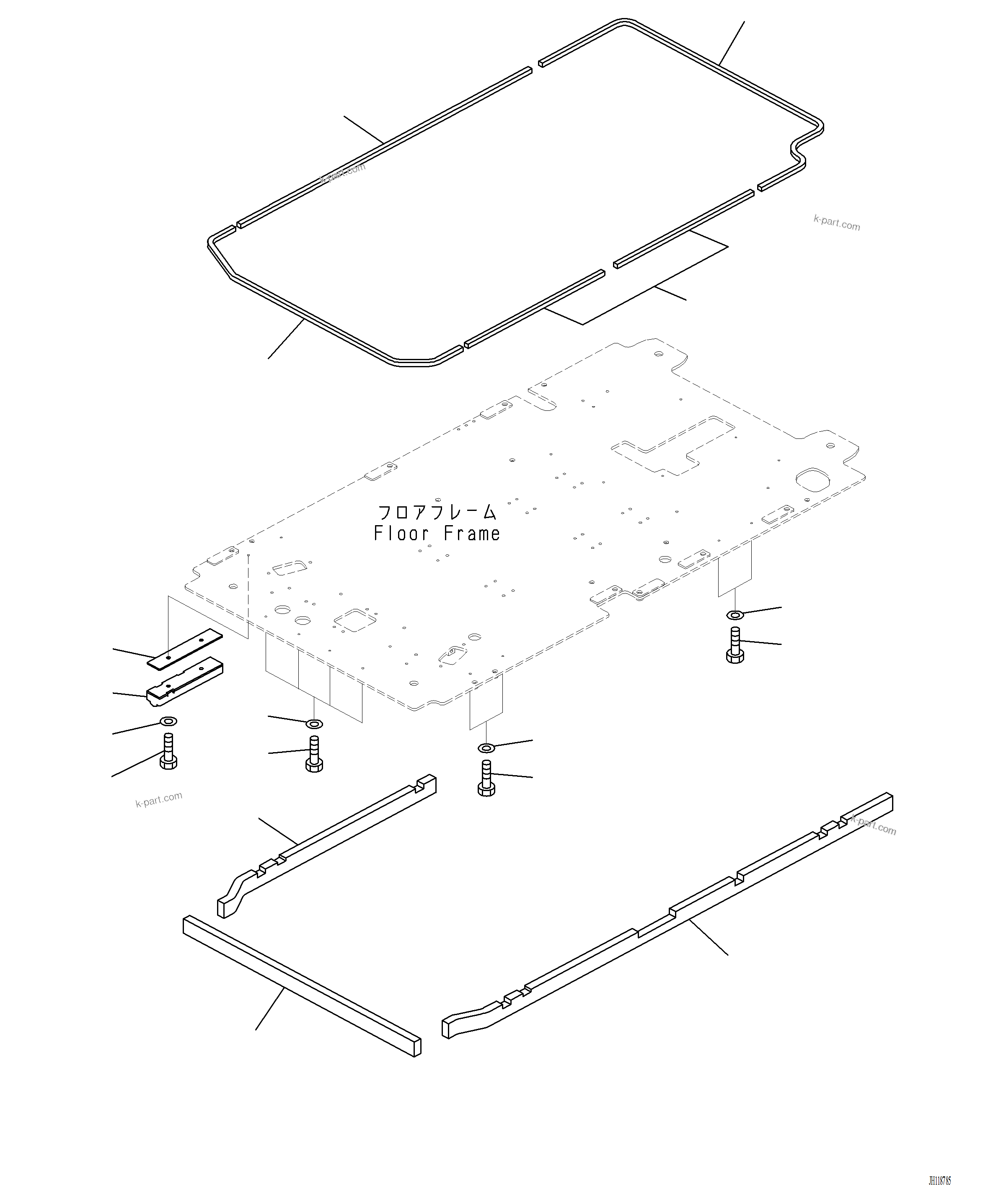 Komatsu parts book diagram for PC220LCi-12 S/N A15001: K1111-001059 CAB FLOOR, SEAL