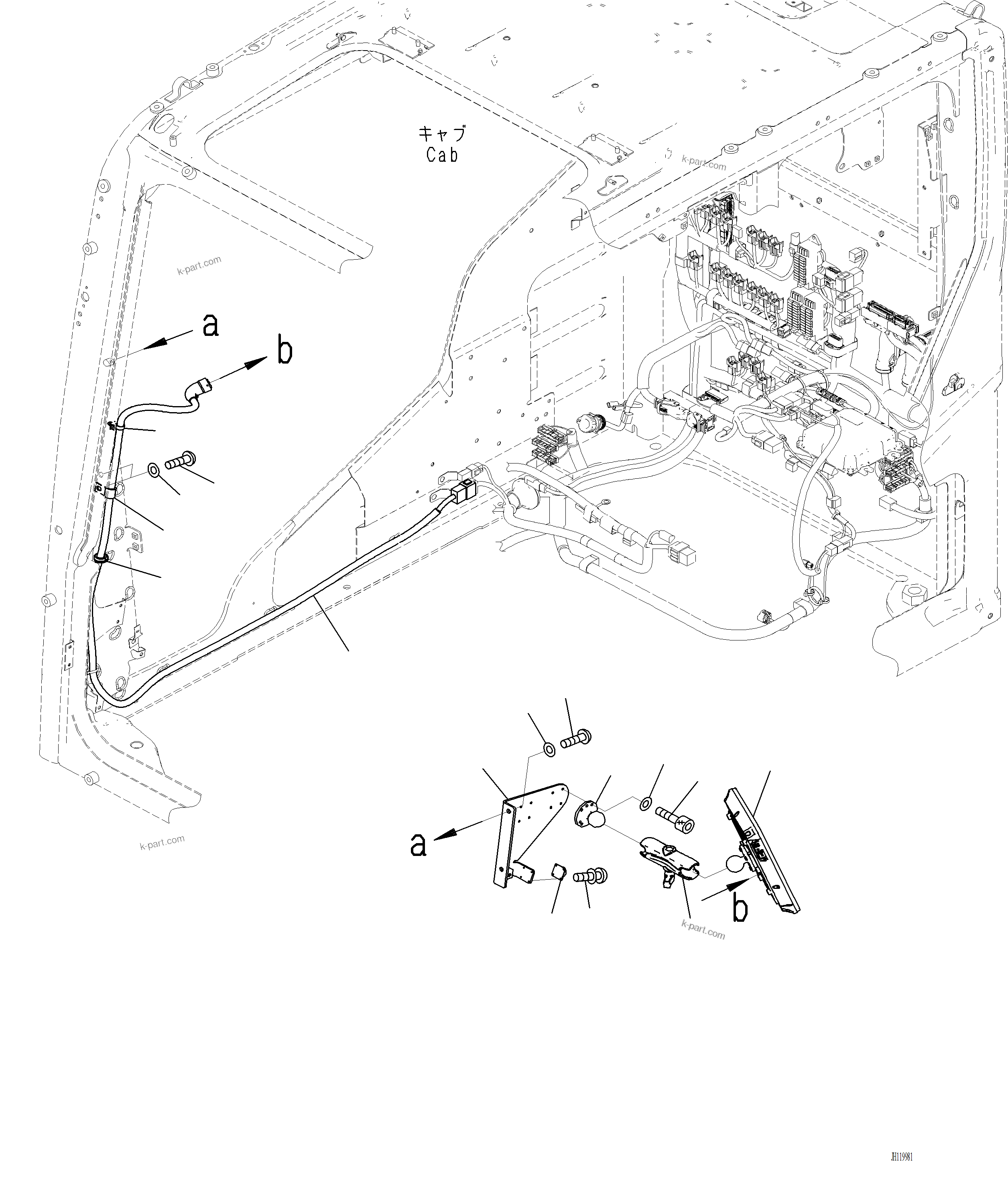 Komatsu parts book diagram for PC220LCi-12 S/N A15001: K1230-002001 MONITOR