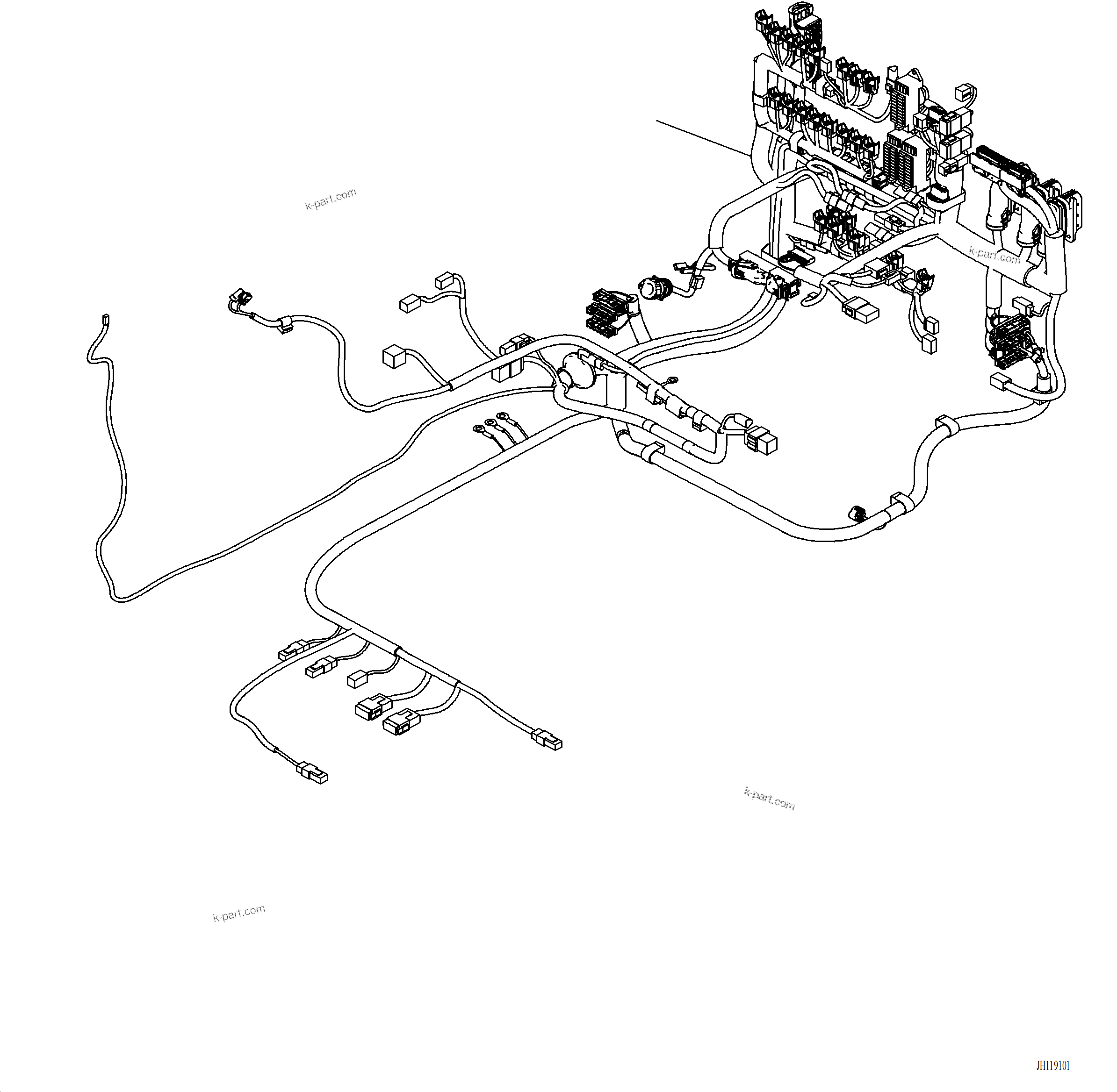 Komatsu parts book diagram for PC220LCi-12 S/N A15001: K1260-001001 WIRING HARNESS