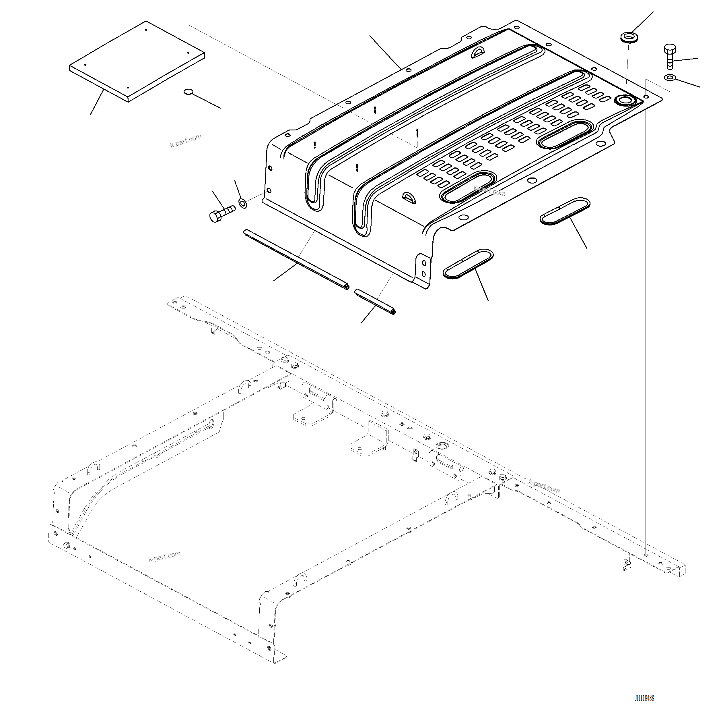 Komatsu parts book diagram for PC220LCi-12 S/N A15001: M1110-001001 ENGINE HOOD L.H.