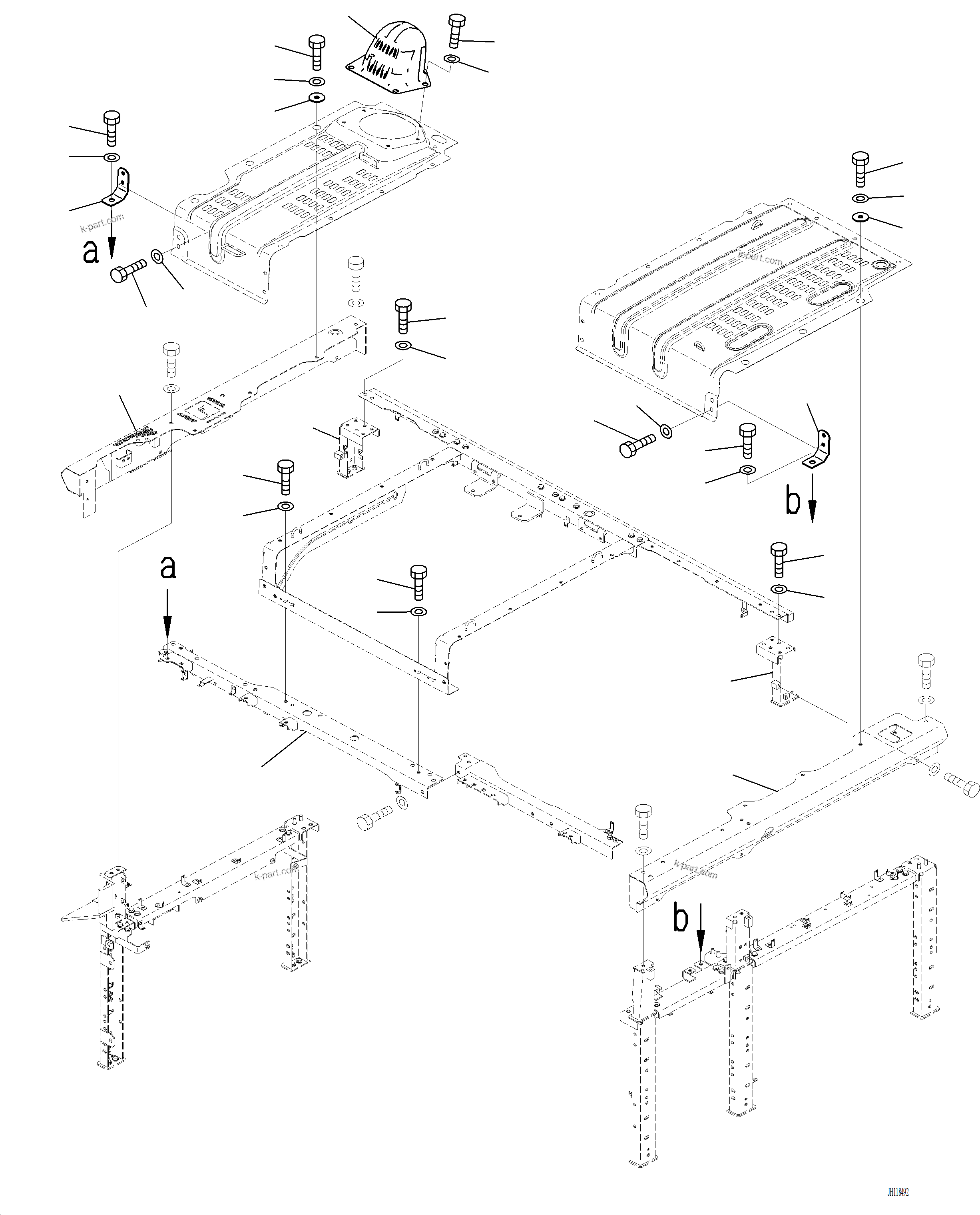 Komatsu parts book diagram for PC220LCi-12 S/N A15001: M1110-001005 ENGINE HOOD MOUNTING