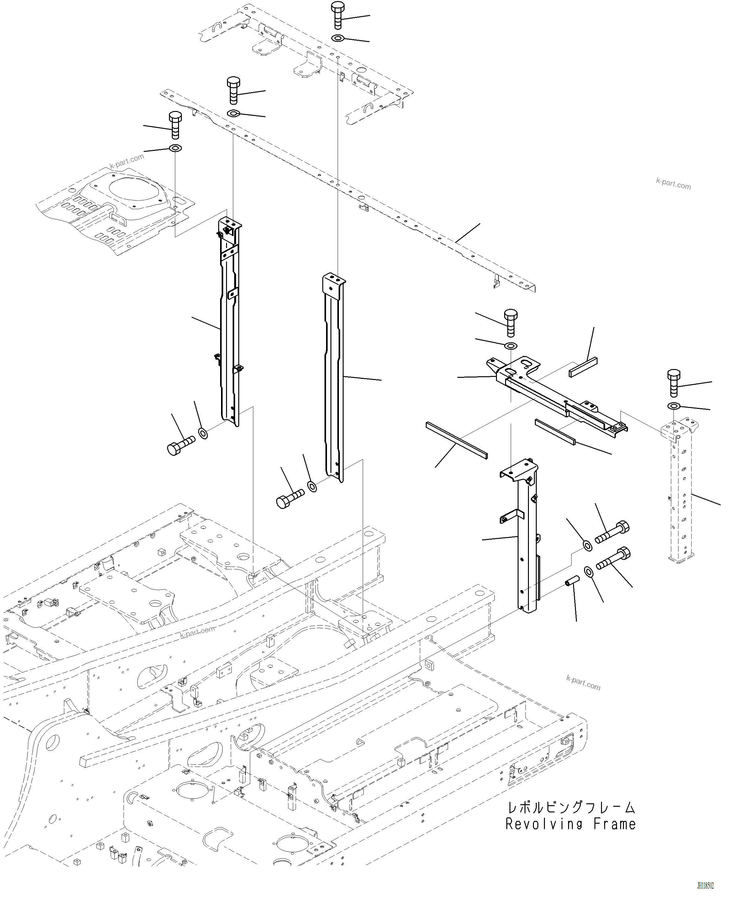 Komatsu parts book diagram for PC220LCi-12 S/N A15001: M1120-001001 FRAME
